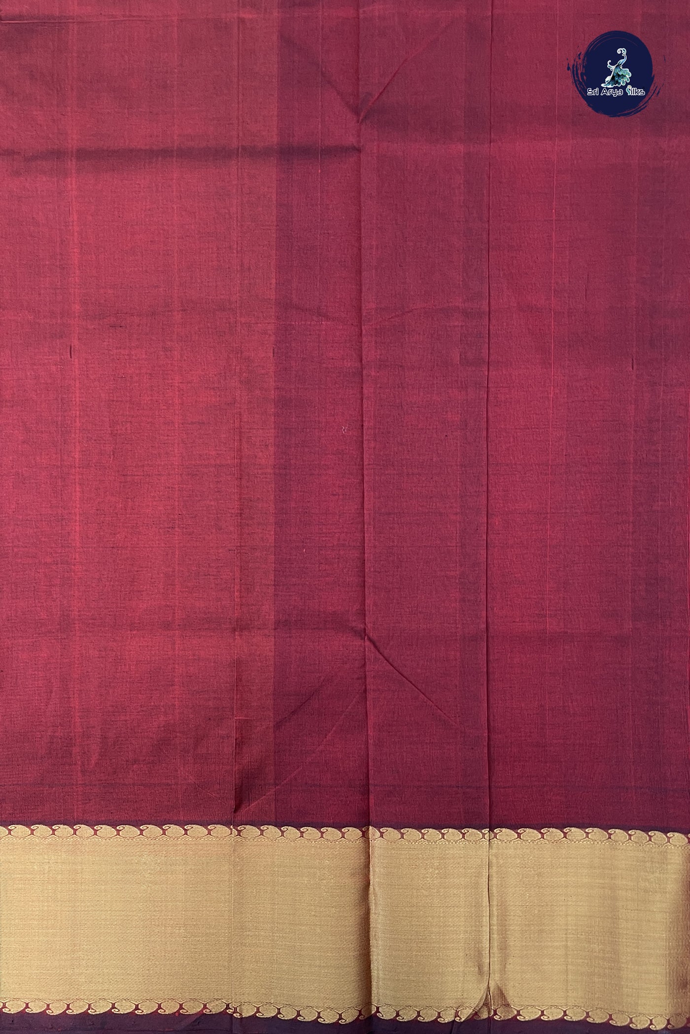 Dual Tone Maroon Simple Silk Cotton Saree With Plain Pattern