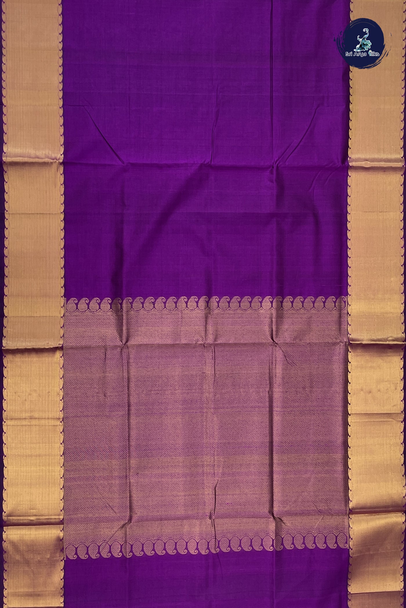 Dual Tone Violet Simple Silk Cotton Saree With Plain Pattern