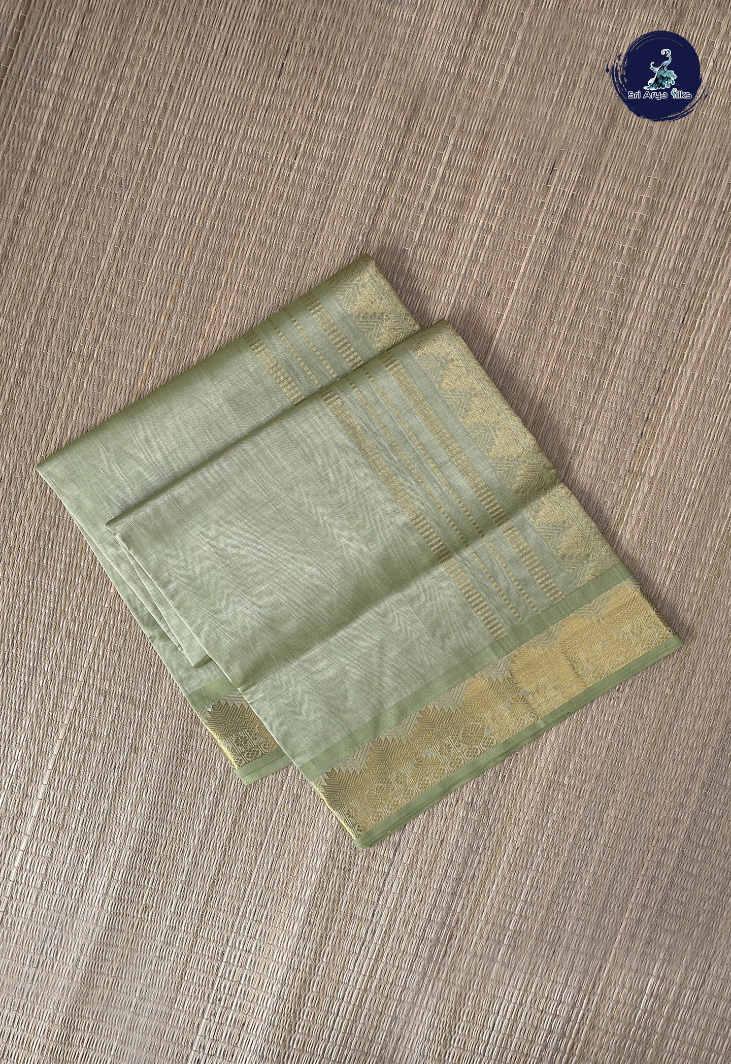 Elaichi Green Simple Silk Cotton Saree With Plain Pattern