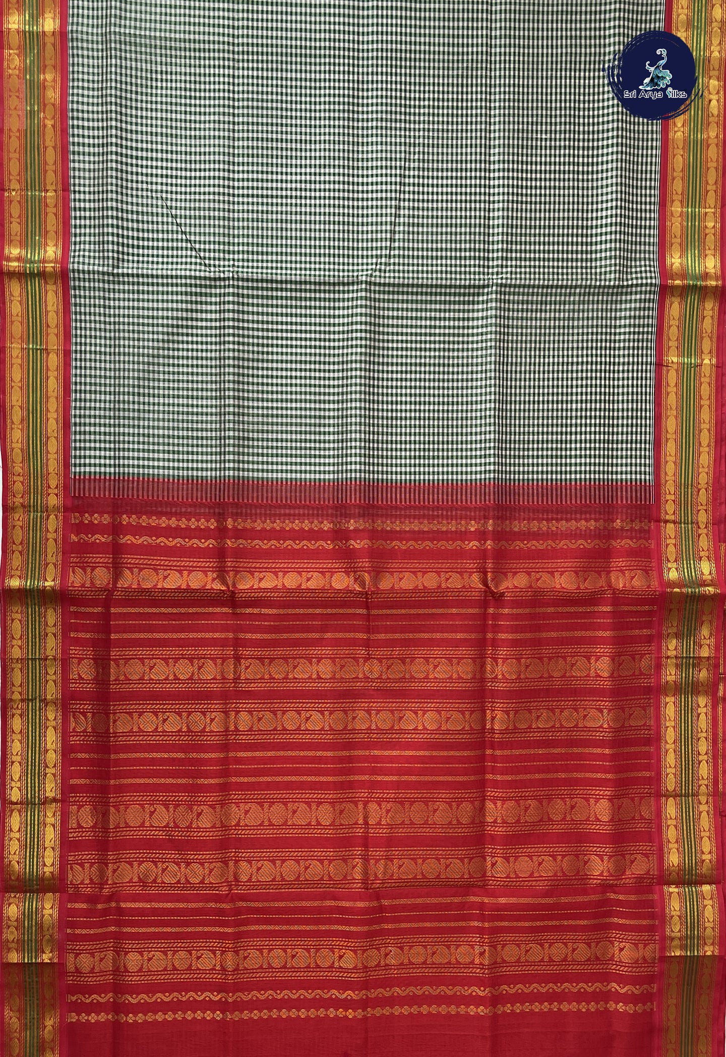 Multi Colour Korvai Silk Cotton Saree With Checked Pattern