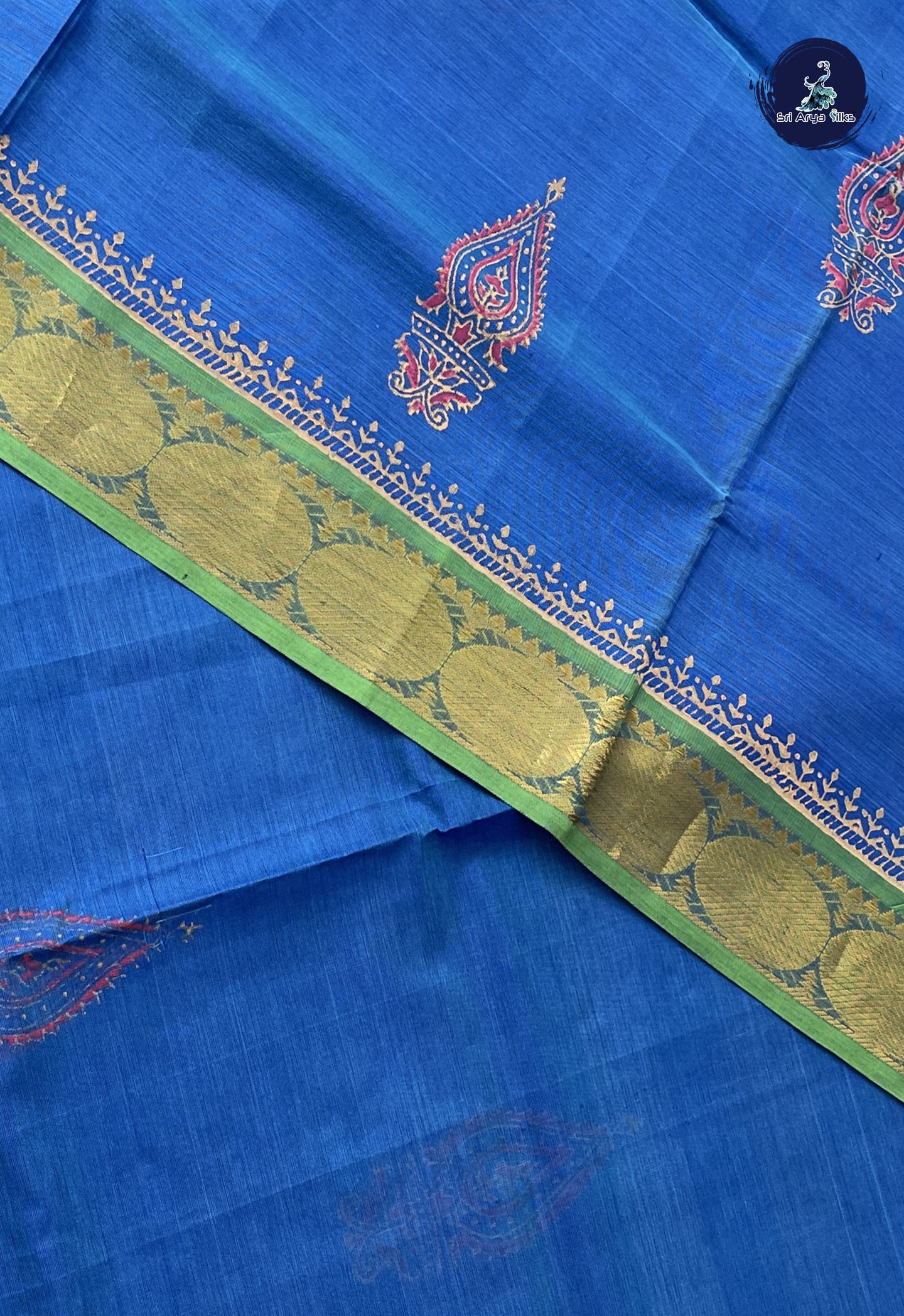 Blue Printed Saree With Printed Pattern