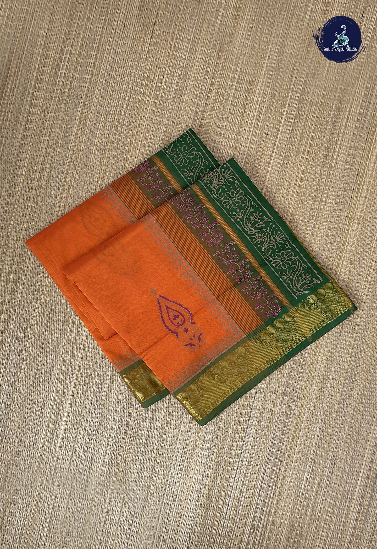 Orange Printed Saree With Printed Pattern
