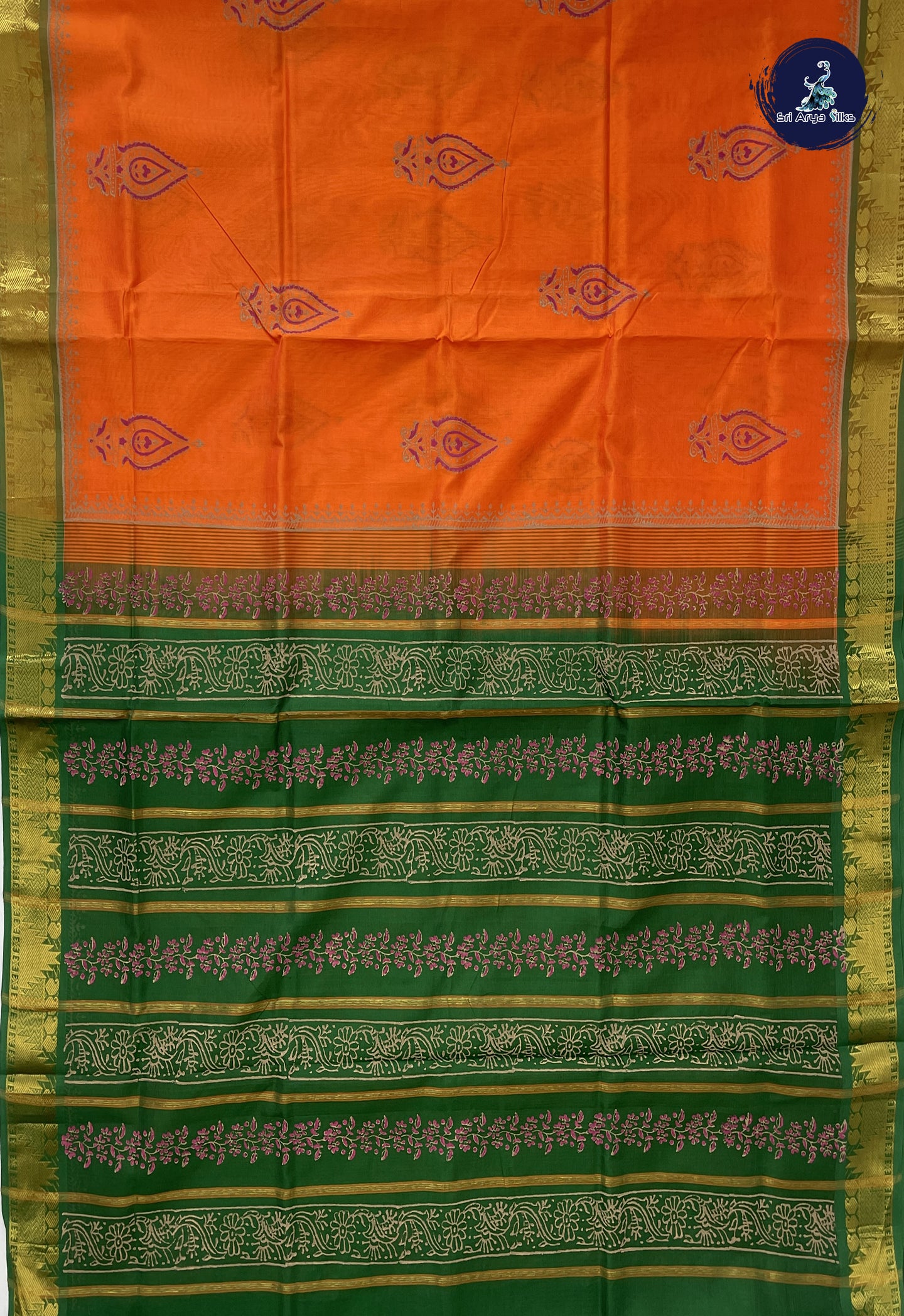 Orange Printed Saree With Printed Pattern