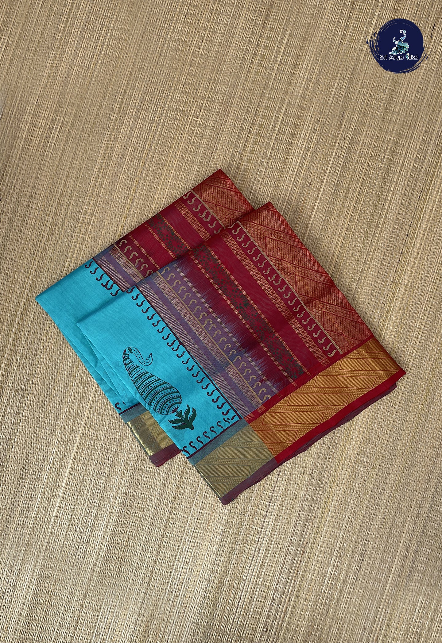 Light Blue Printed Saree With Printed Pattern