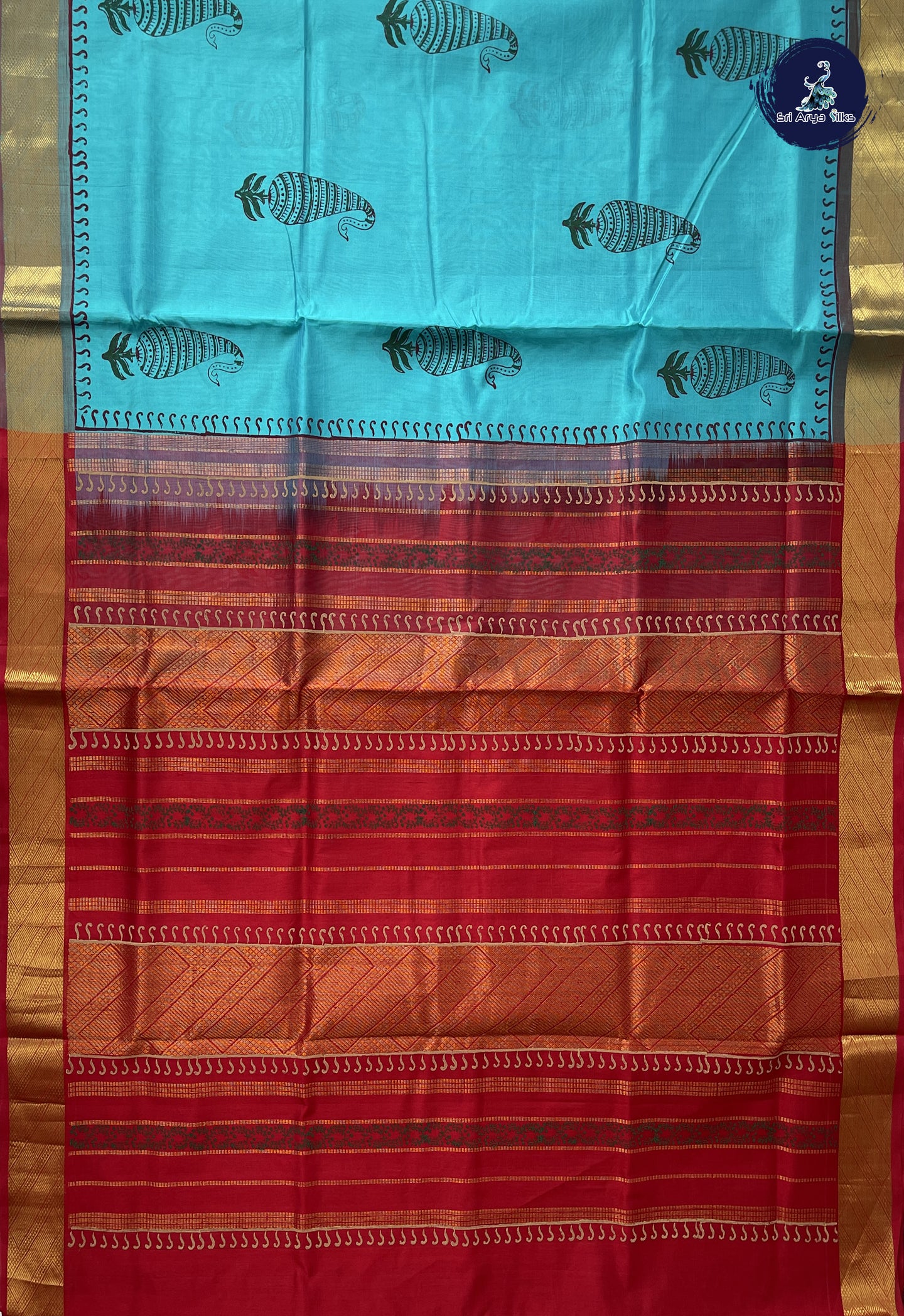 Light Blue Printed Saree With Printed Pattern