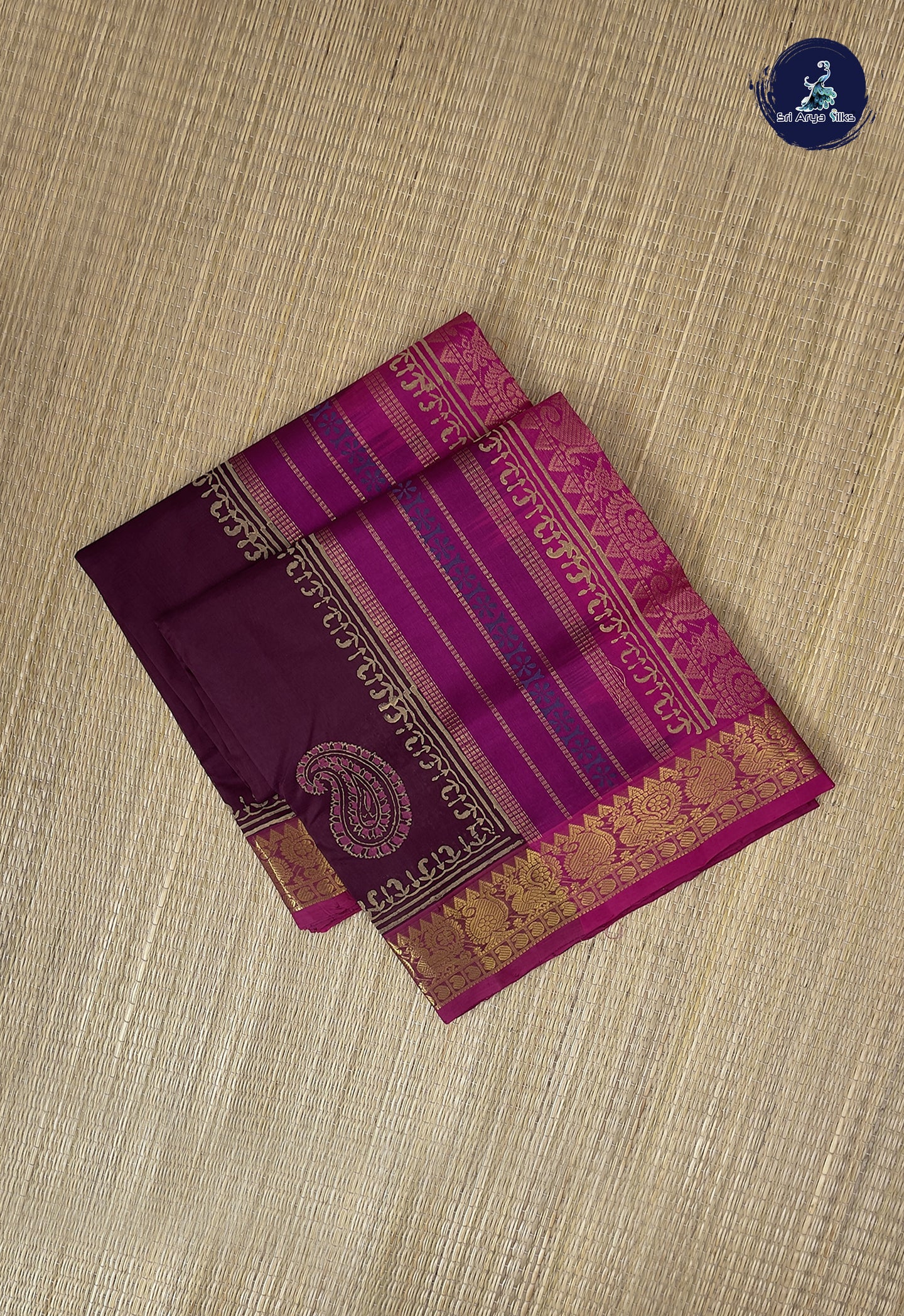 Brown Printed Saree With Printed Pattern