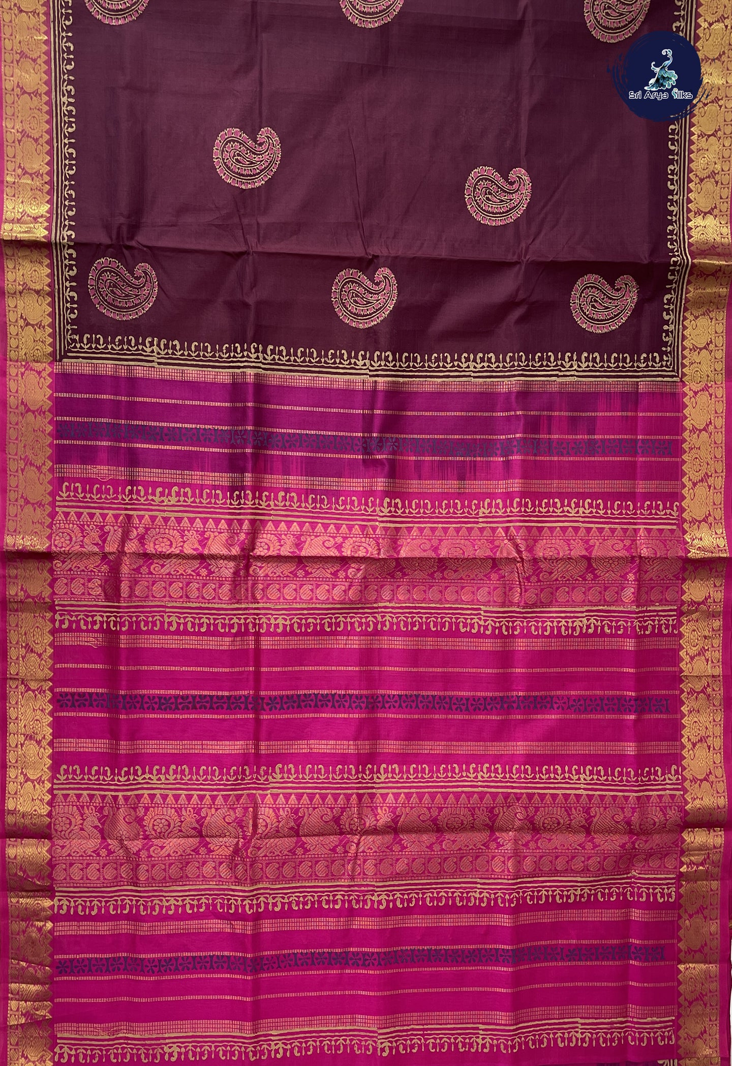 Brown Printed Saree With Printed Pattern