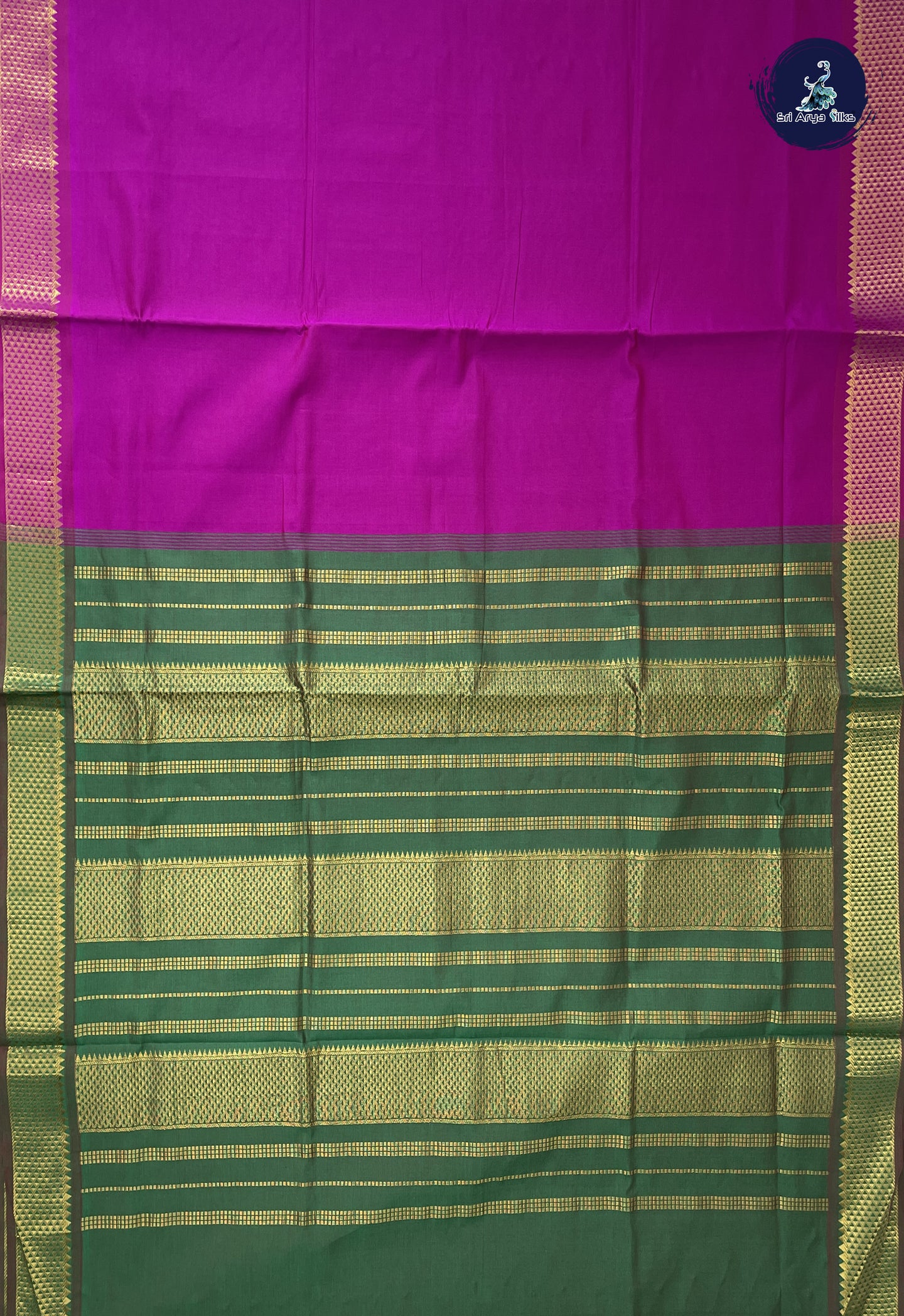 Purple Semi Silk Cotton Saree With Plain Pattern