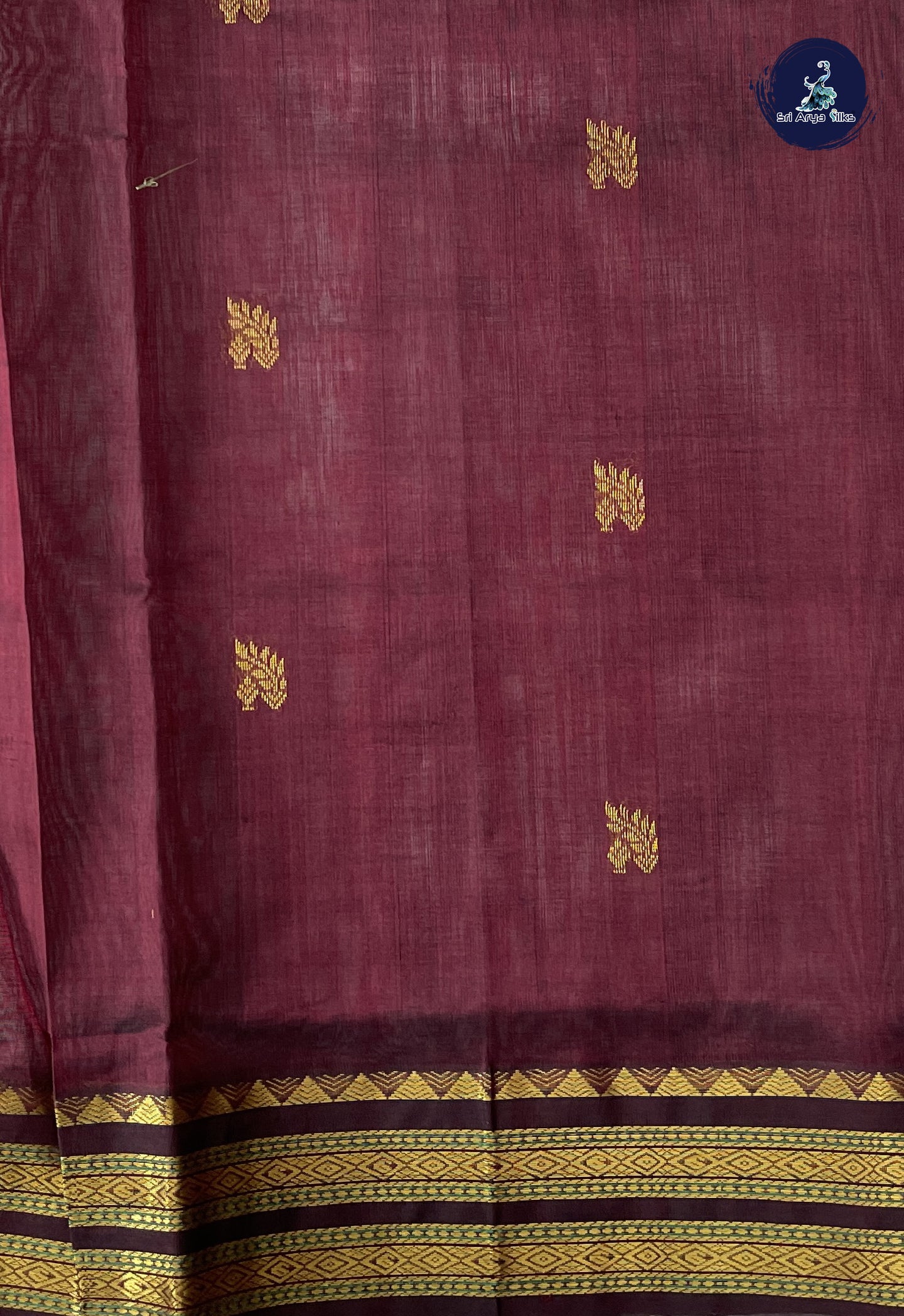 Teal Korvai Silk Cotton Saree With Zari Buttas Pattern