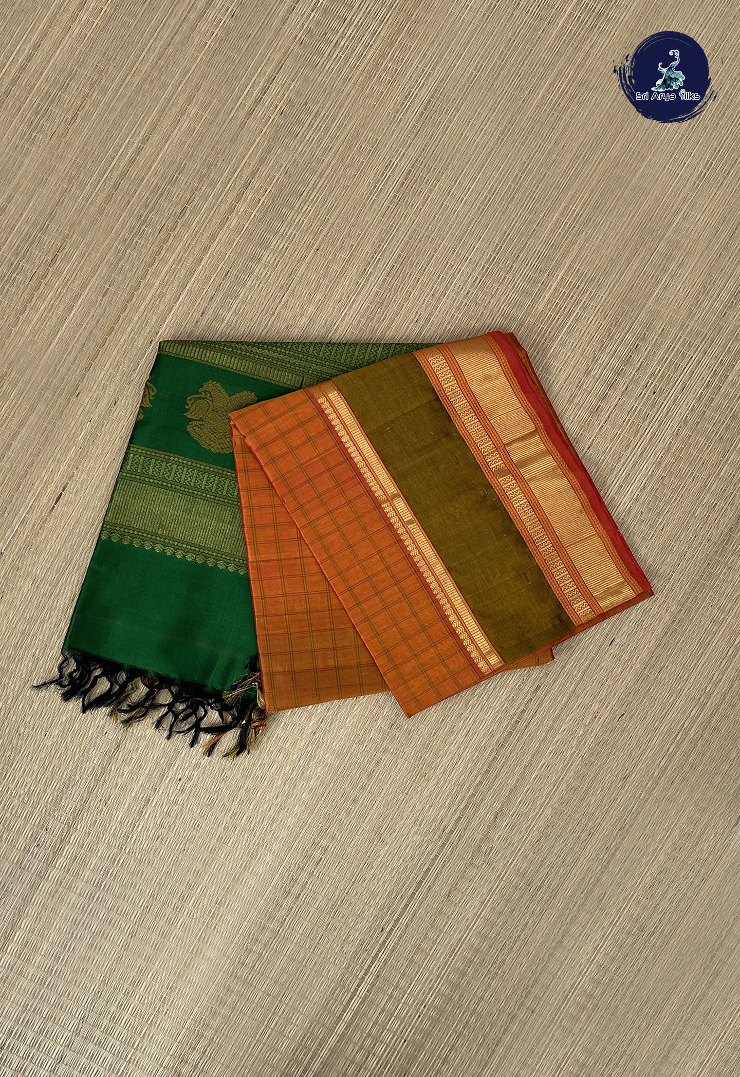 Yellowish Orange Checked Saree With Checked Pattern