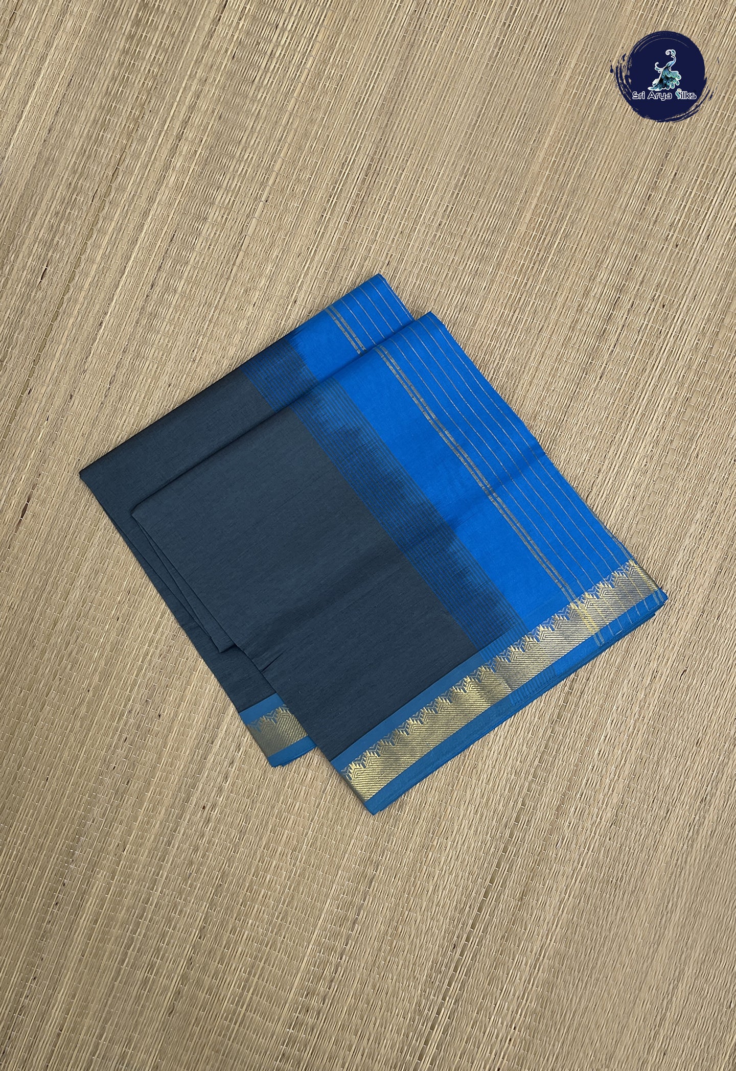 Grey Kanchi Semi Silk Cotton Saree With Plain Pattern
