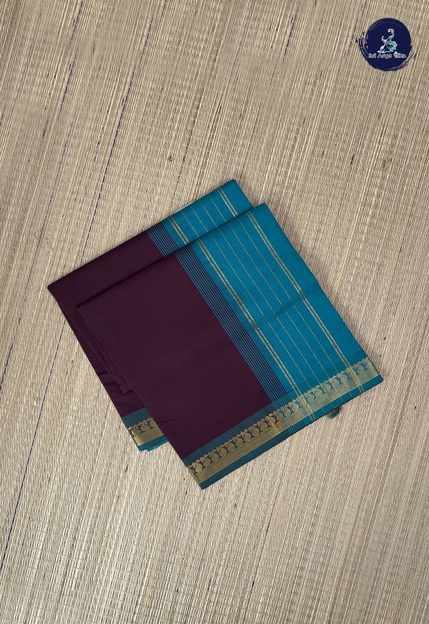 Brown Kanchi Semi Silk Cotton Saree With Checked Pattern