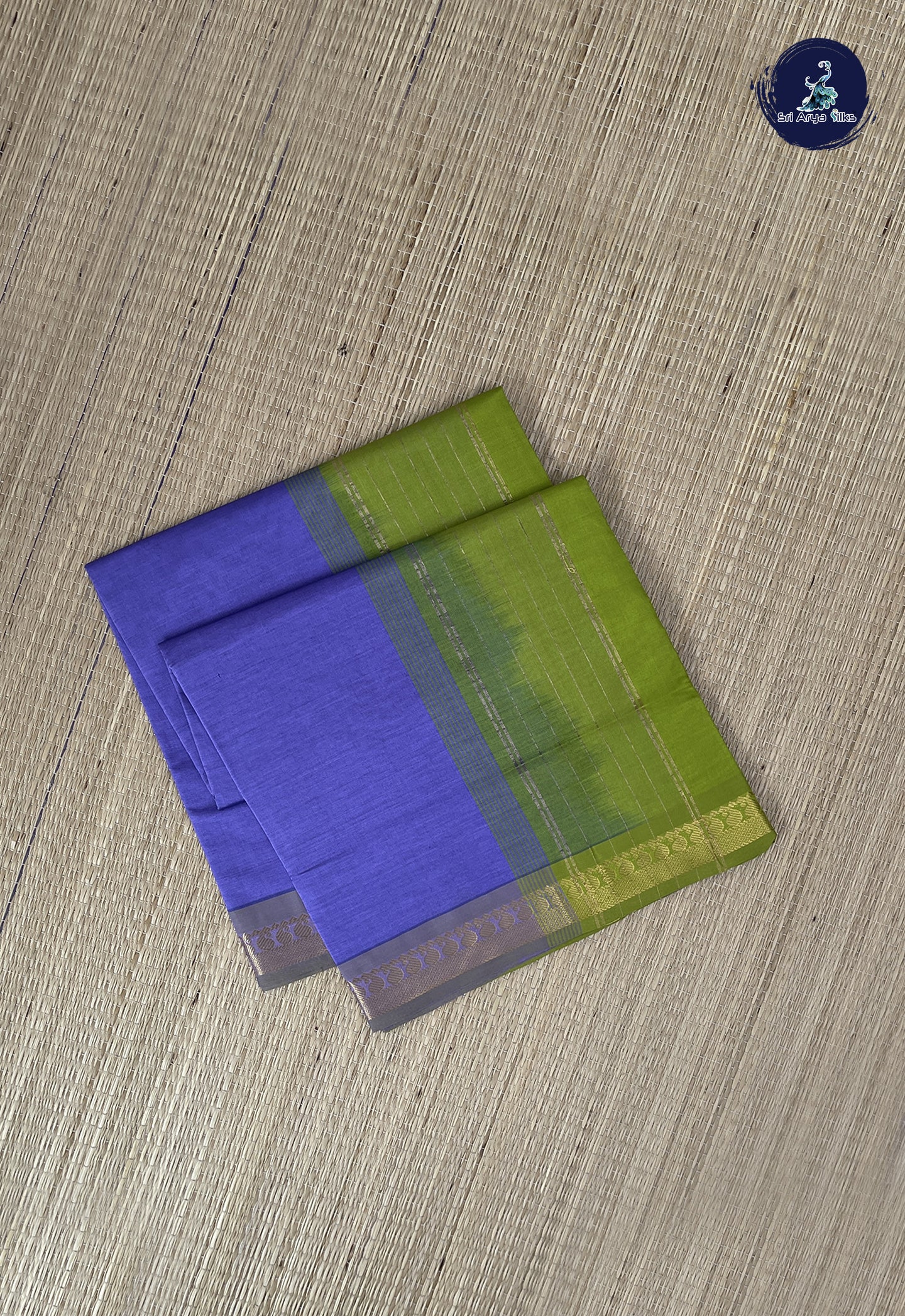 Lavender Kanchi Semi Silk Cotton Saree With Checked Pattern