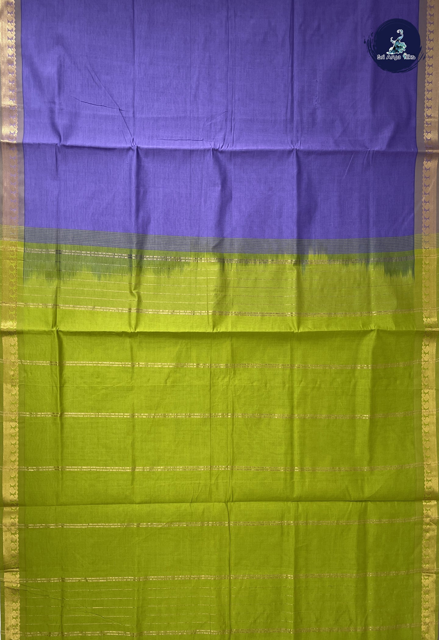 Lavender Kanchi Semi Silk Cotton Saree With Checked Pattern