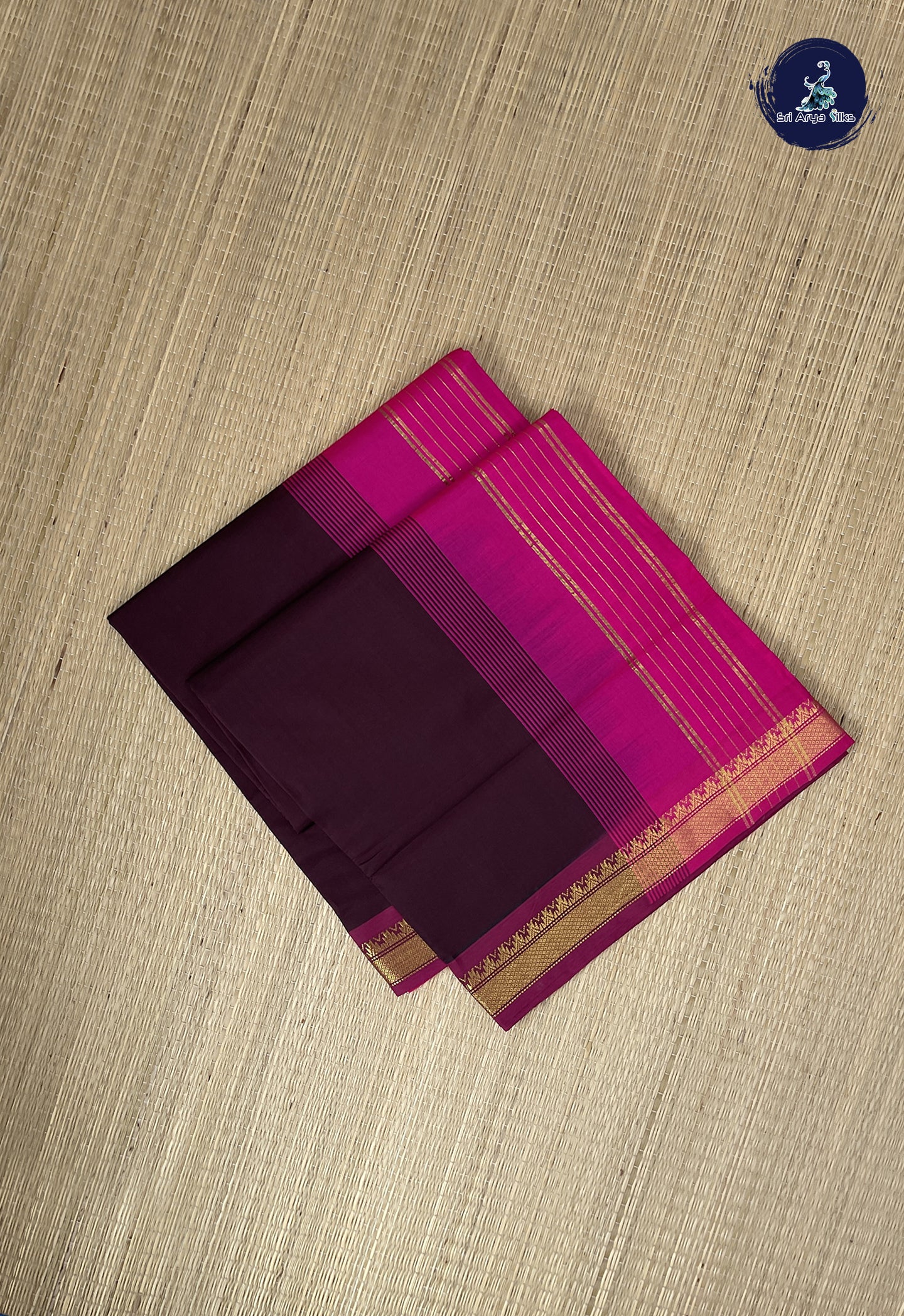 Brown Kanchi Semi Silk Cotton Saree With Checked Pattern