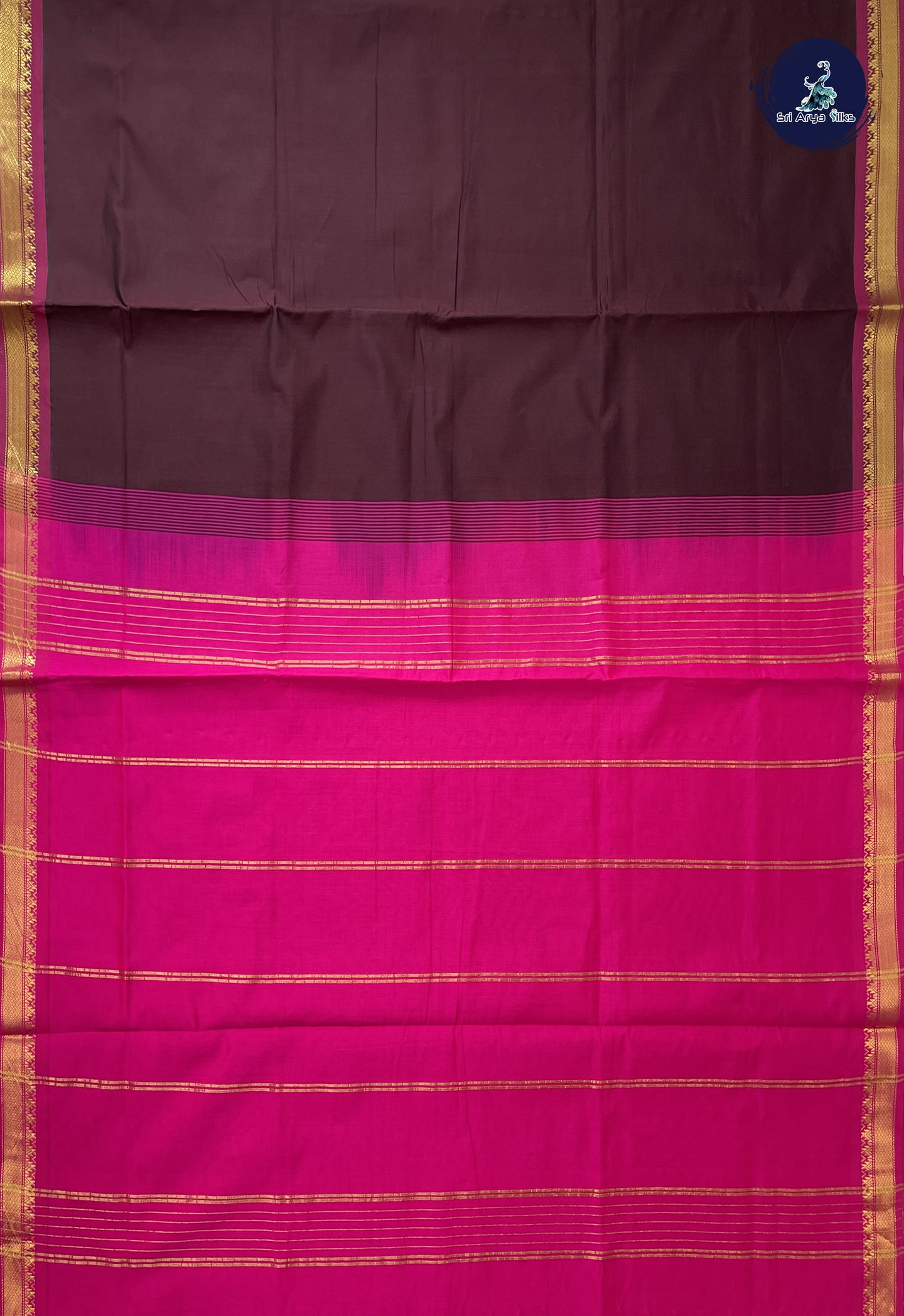 Brown Kanchi Semi Silk Cotton Saree With Checked Pattern