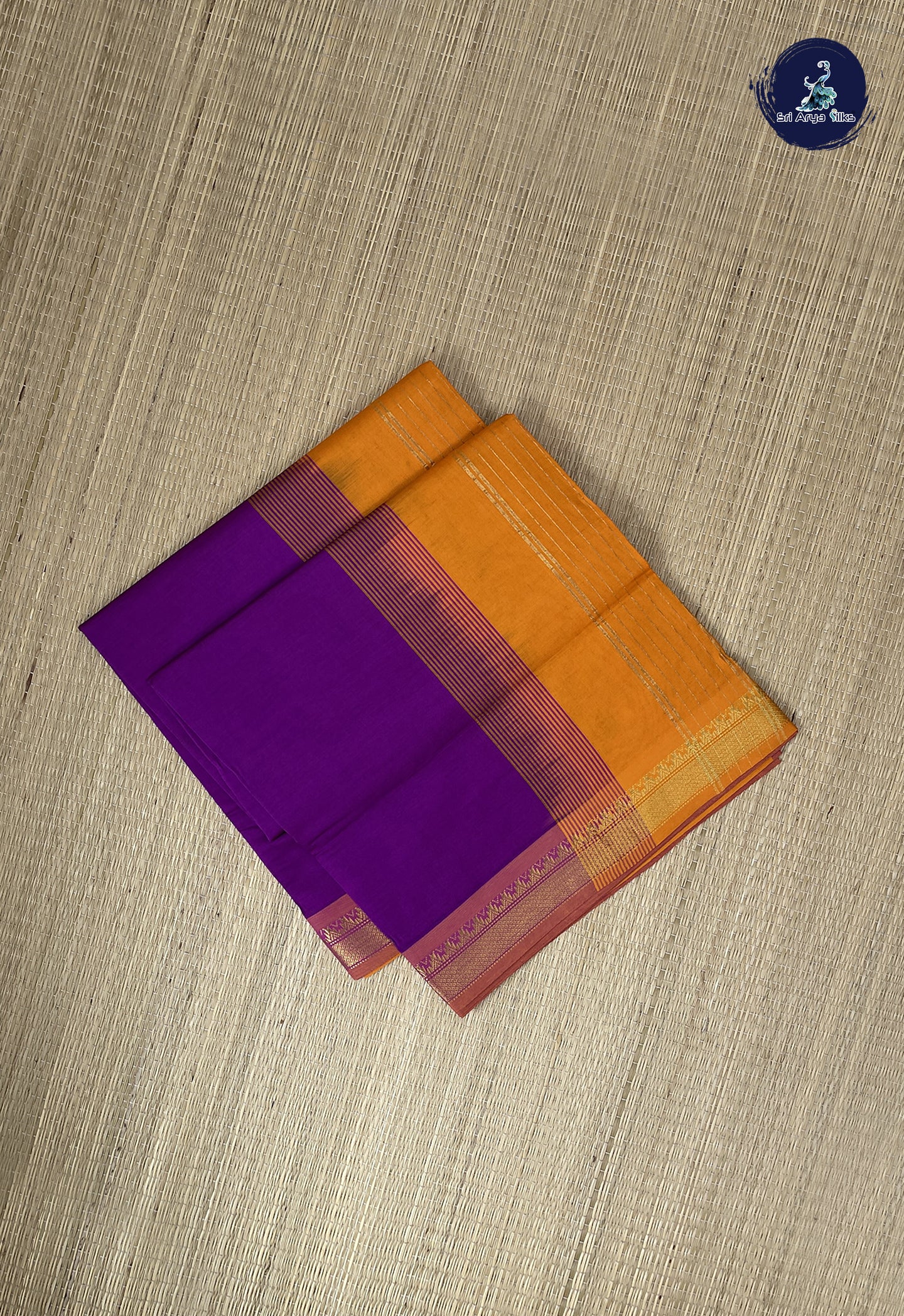 Purple Kanchi Semi Silk Cotton Saree With Checked Pattern