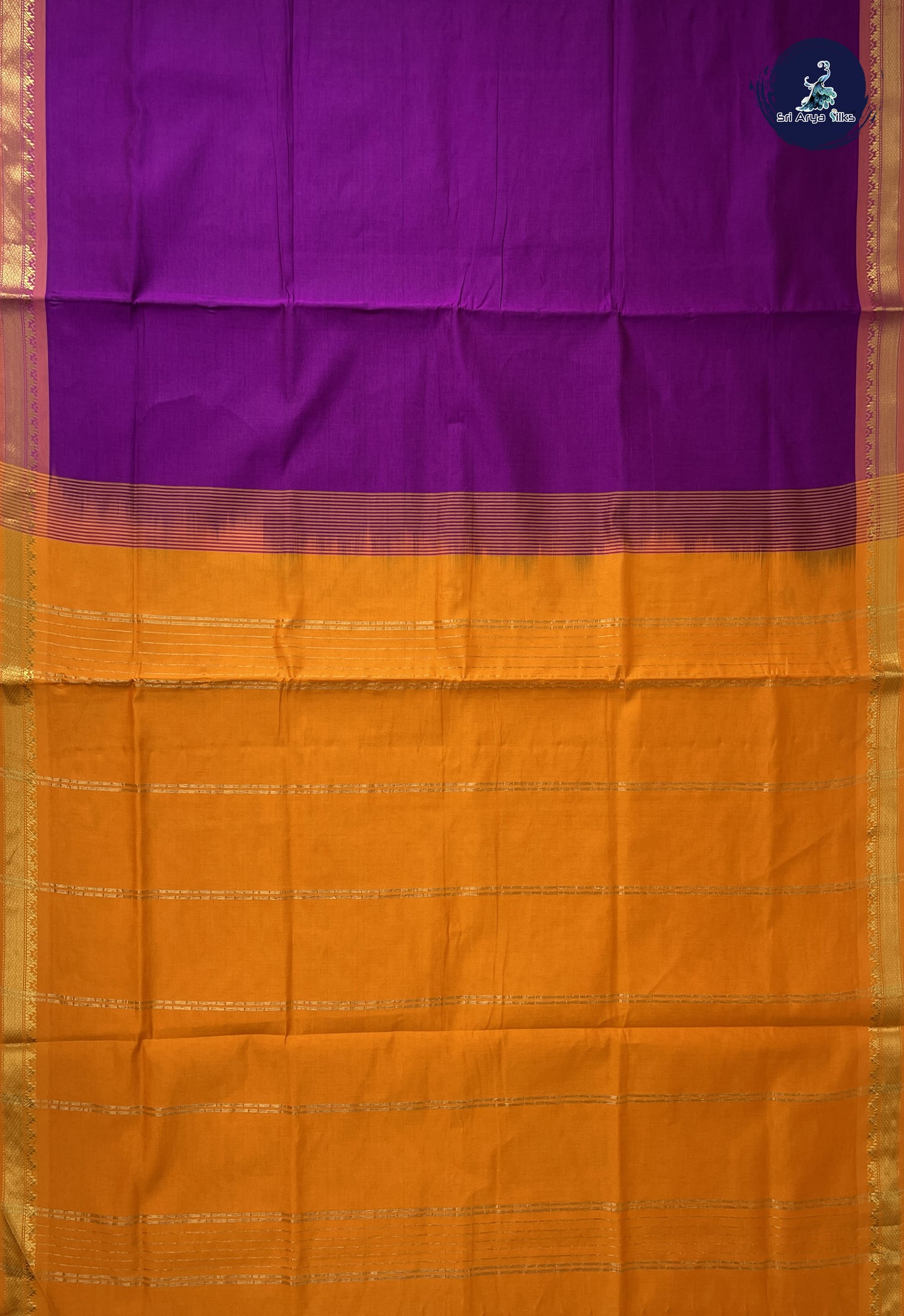Purple Kanchi Semi Silk Cotton Saree With Checked Pattern