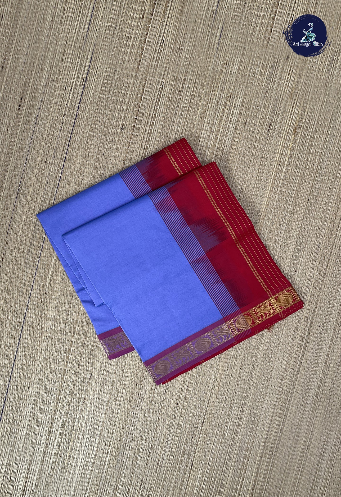 Lavender Kanchi Semi Silk Cotton Saree With Checked Pattern