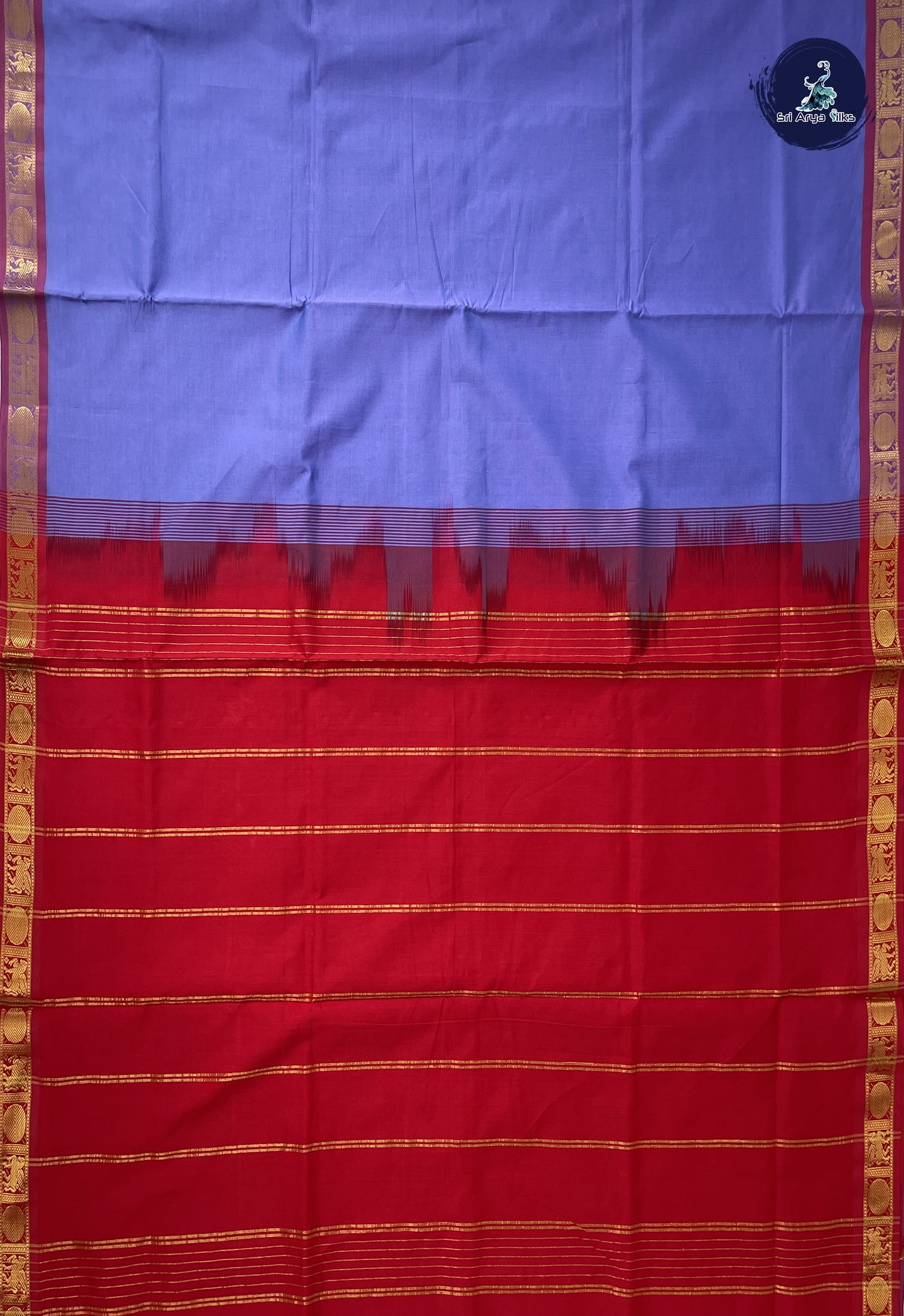 Lavender Kanchi Semi Silk Cotton Saree With Checked Pattern