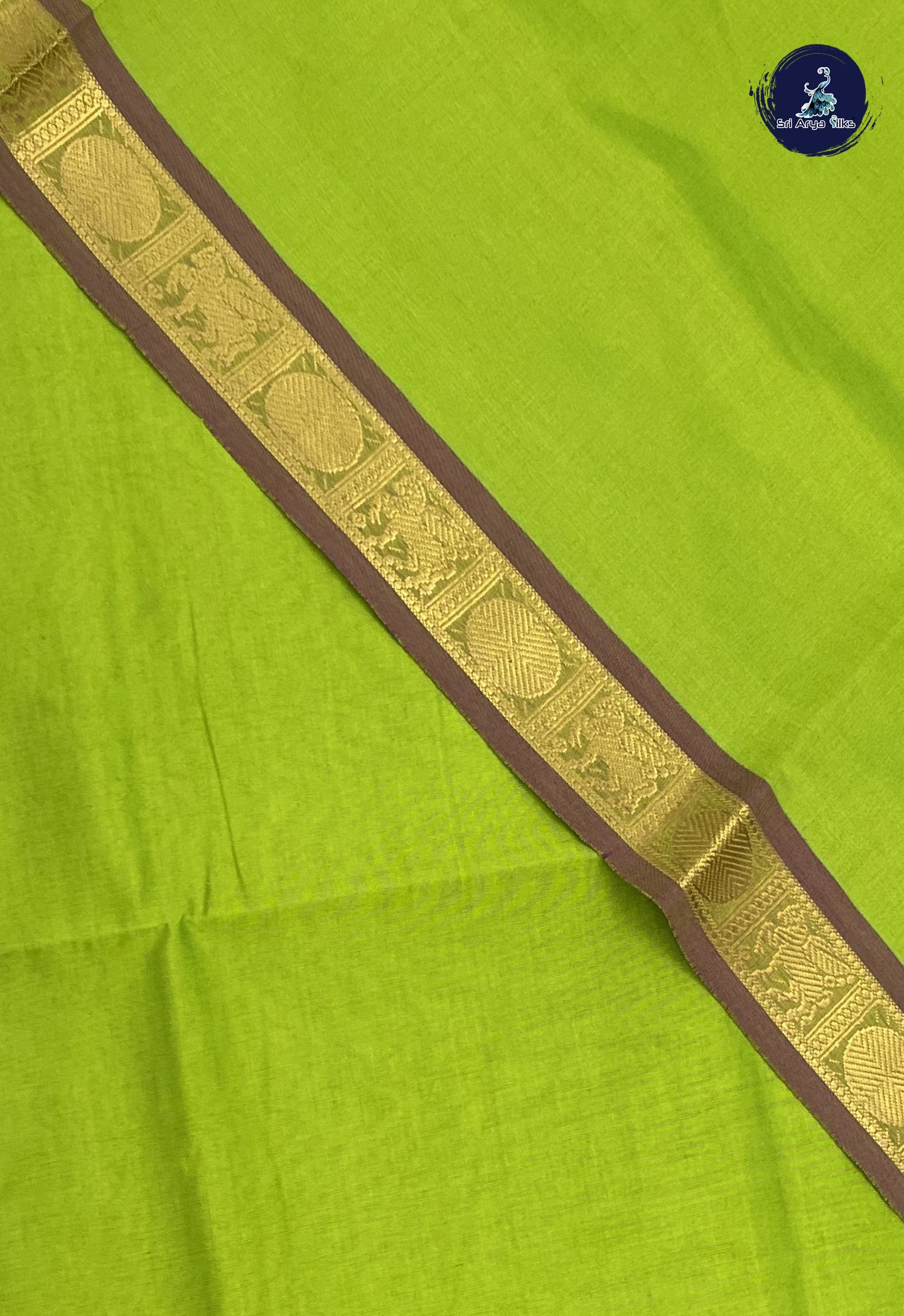 Light Green Kanchi Semi Silk Cotton Saree With Checked Pattern