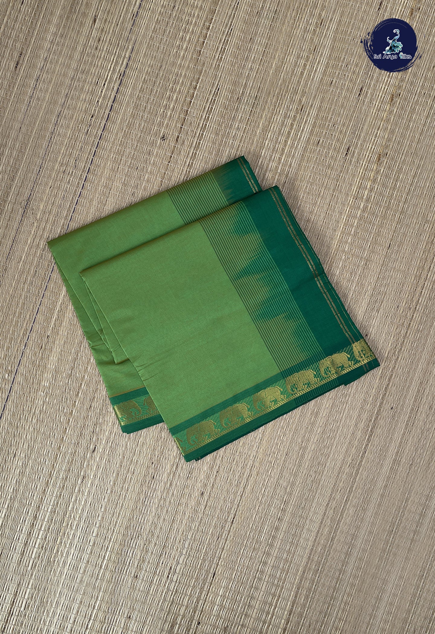 Light Green Kanchi Semi Silk Cotton Saree With Checked Pattern