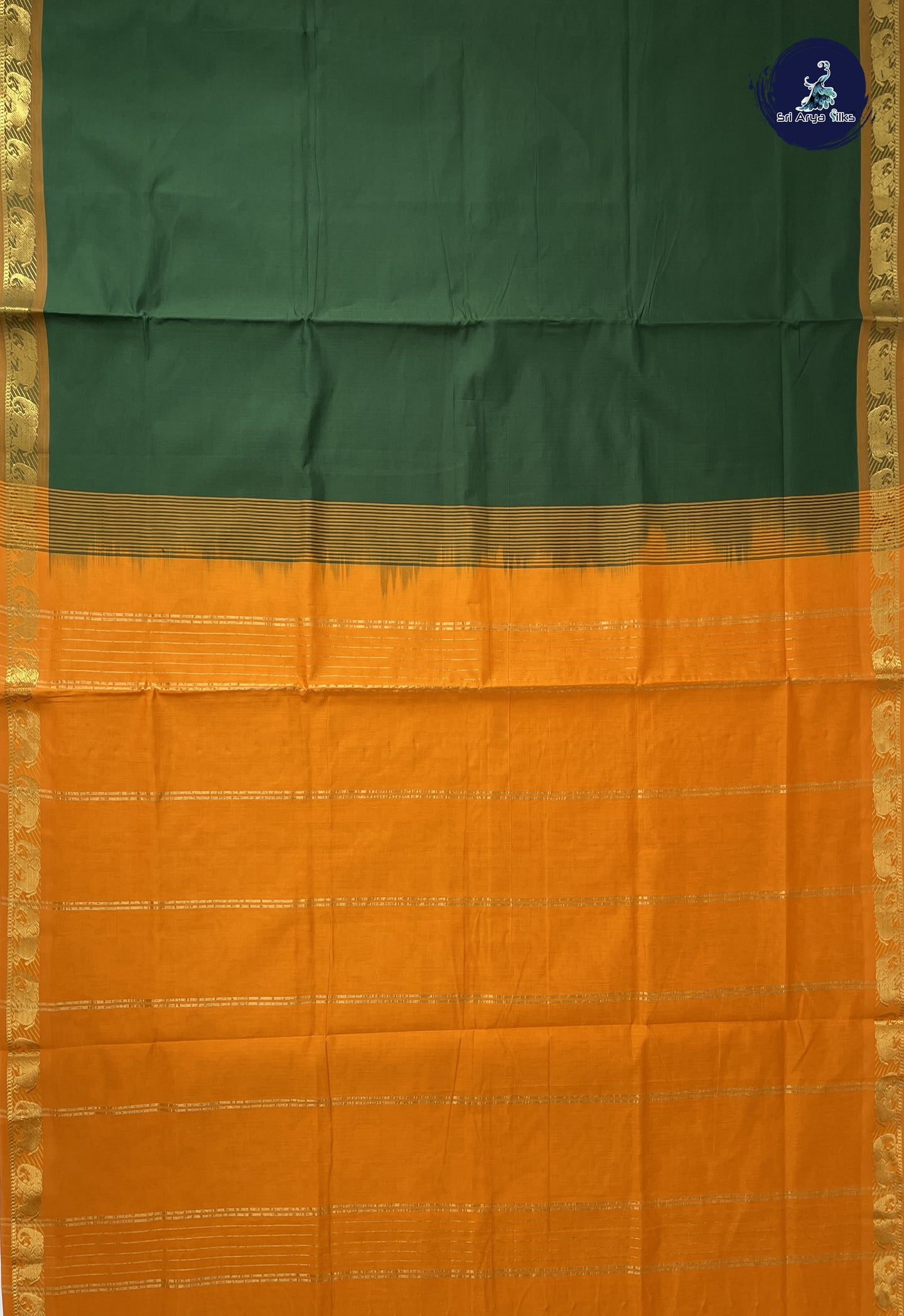 Dark Green Kanchi Semi Silk Cotton Saree With Checked Pattern