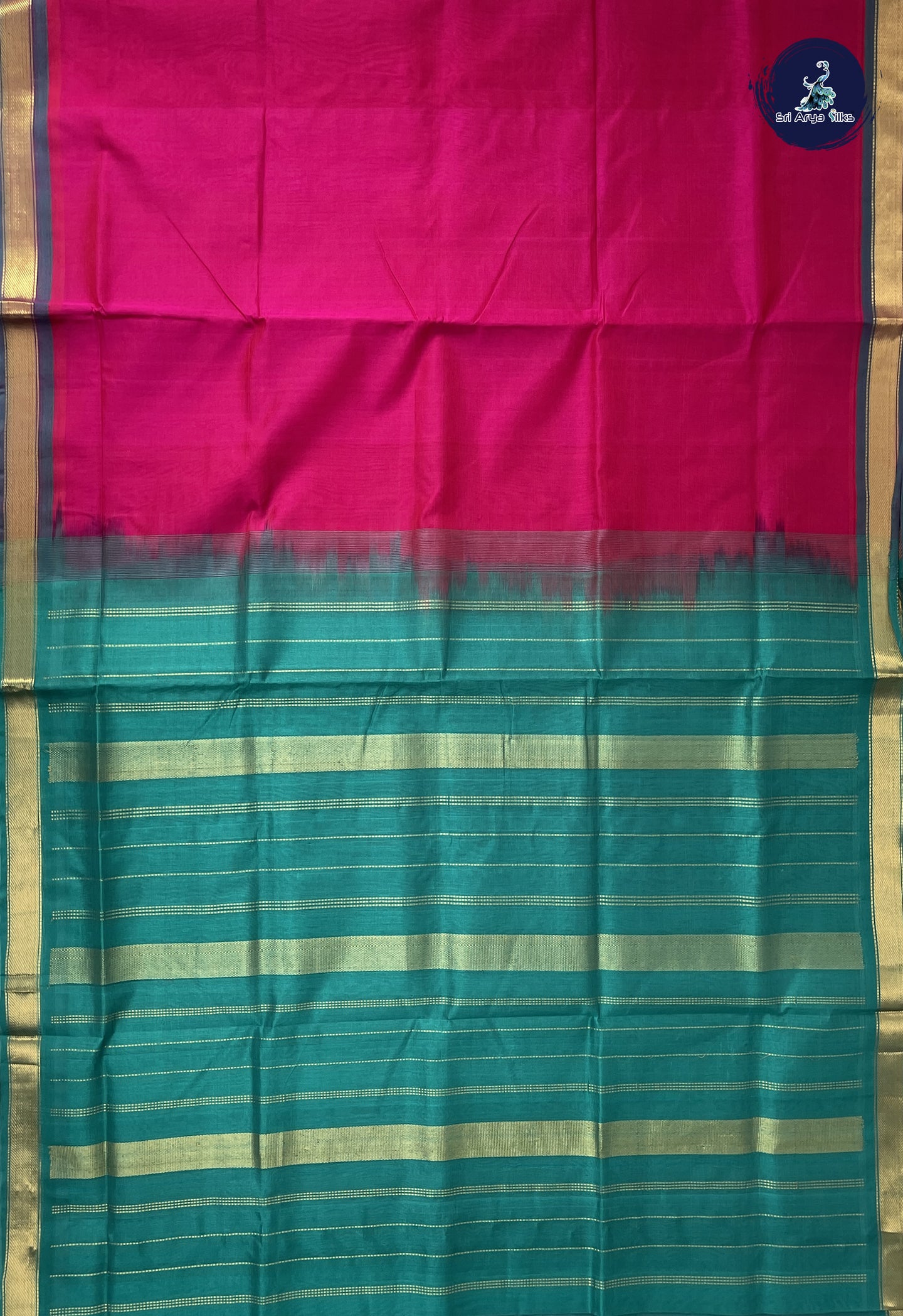 Pink Simple Silk Cotton Saree With Plain Pattern