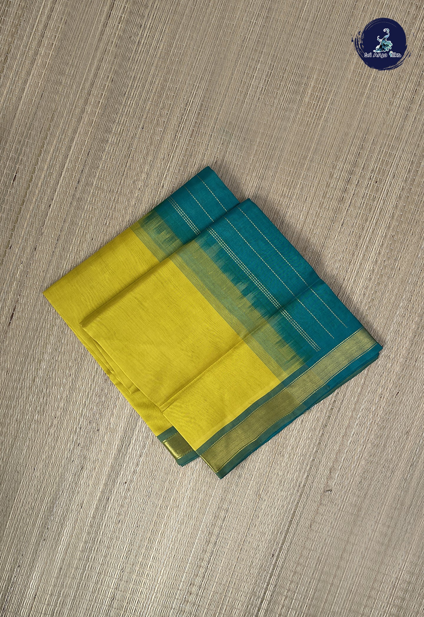 Yellow Simple Silk Cotton Saree With Plain Pattern