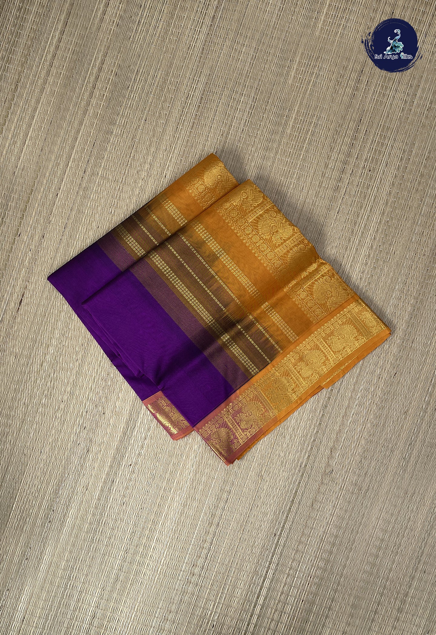 Dual Tone Purple Simple Silk Cotton Saree With Plain Pattern