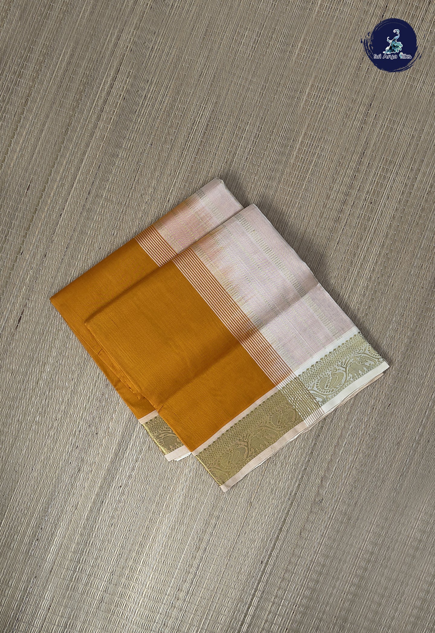 Mustard Yellow Simple Silk Cotton Saree With Plain Pattern
