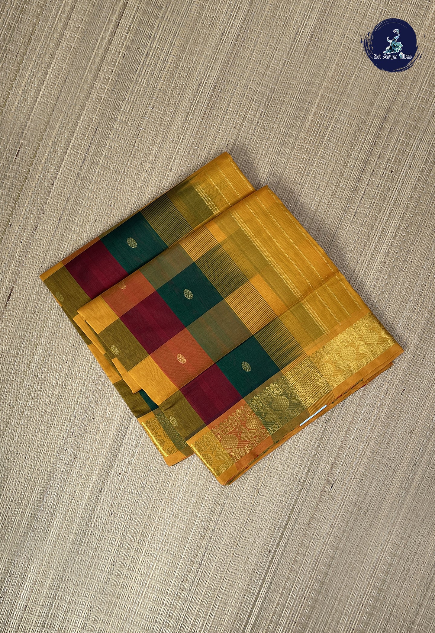 Multi Colour Checked Saree With Paalum Pazham Kattam Pattern