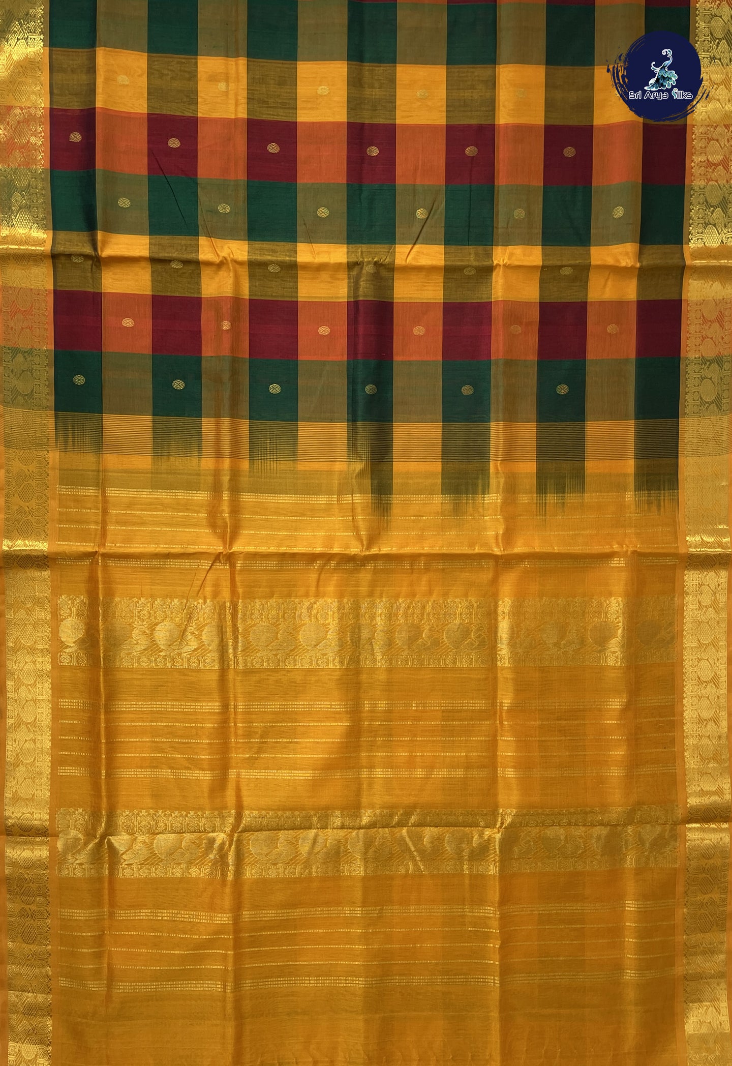 Multi Colour Checked Saree With Paalum Pazham Kattam Pattern