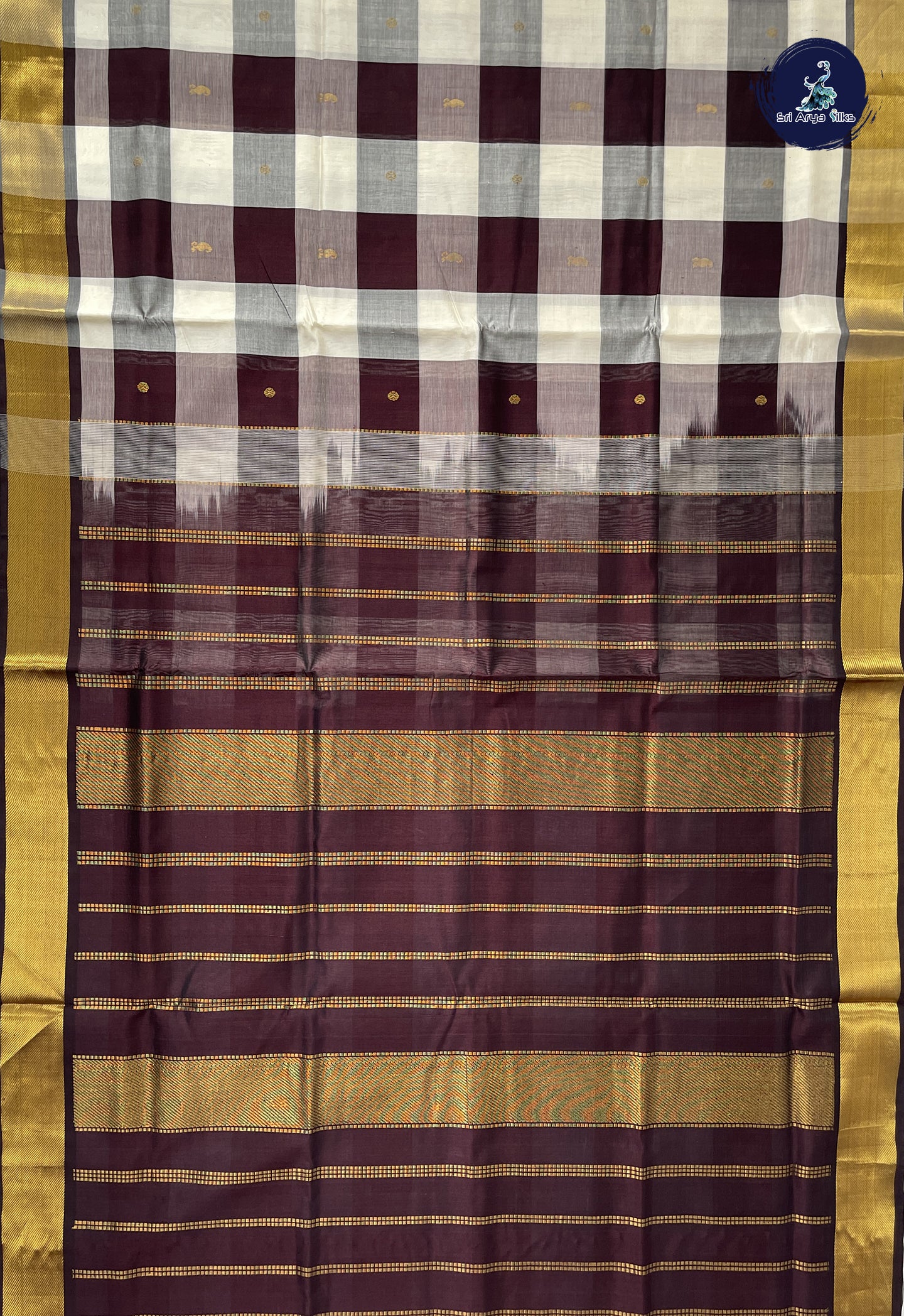 Multi Colour Checked Saree With Paalum Pazham Kattam Pattern