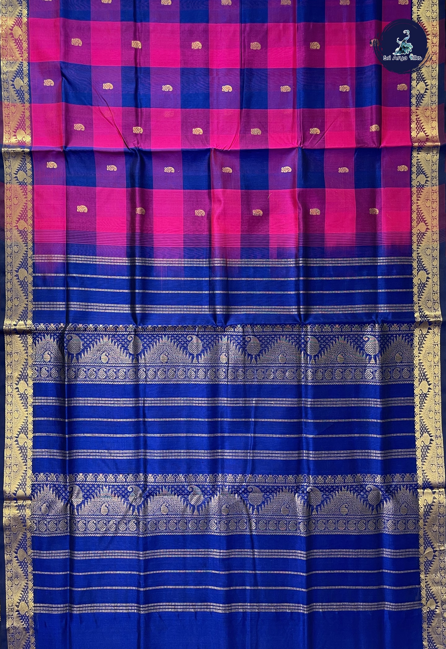 Multi Colour Checked Saree With Paalum Pazham Kattam Pattern