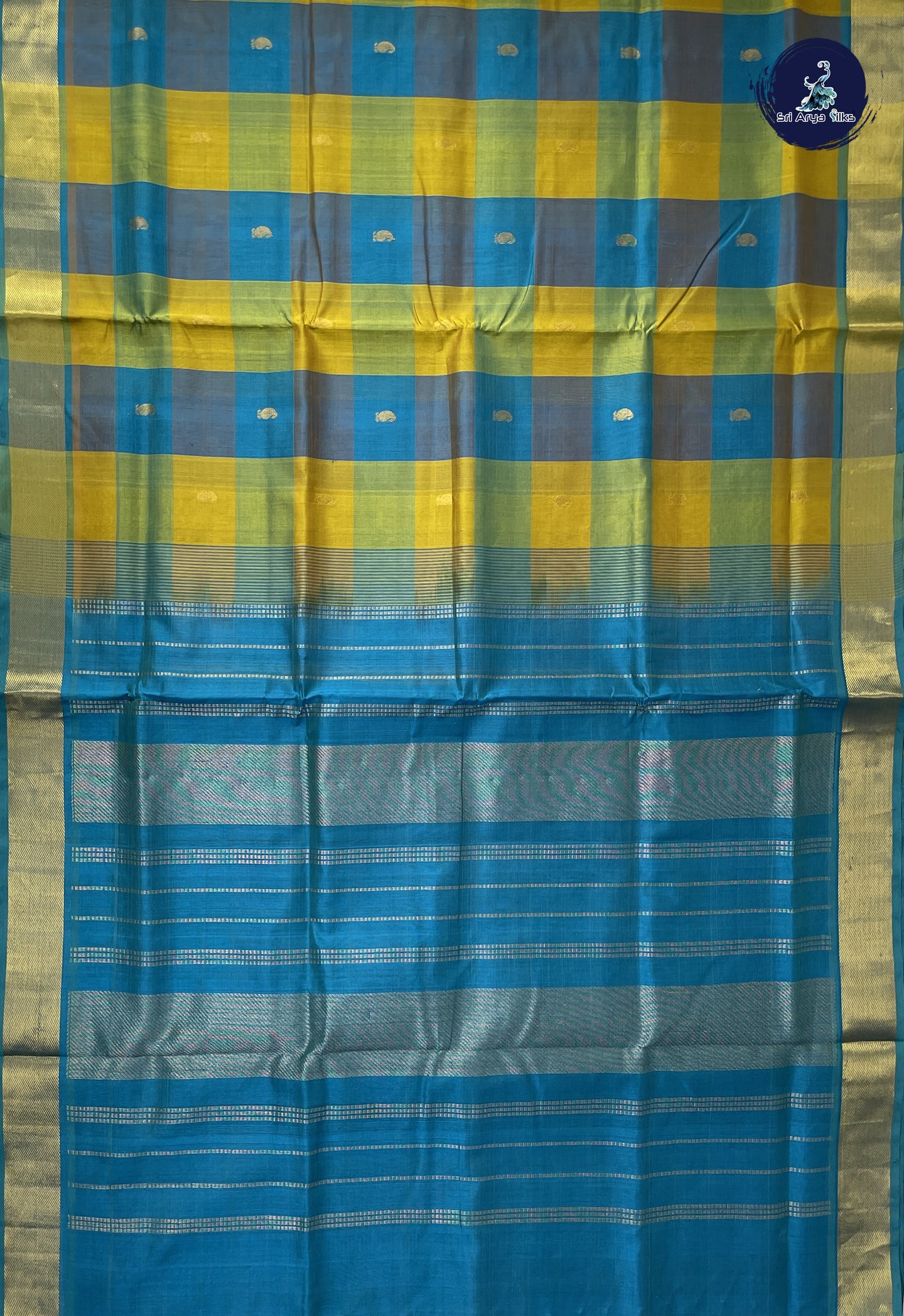 Multi Colour Checked Saree With Paalum Pazham Kattam Pattern