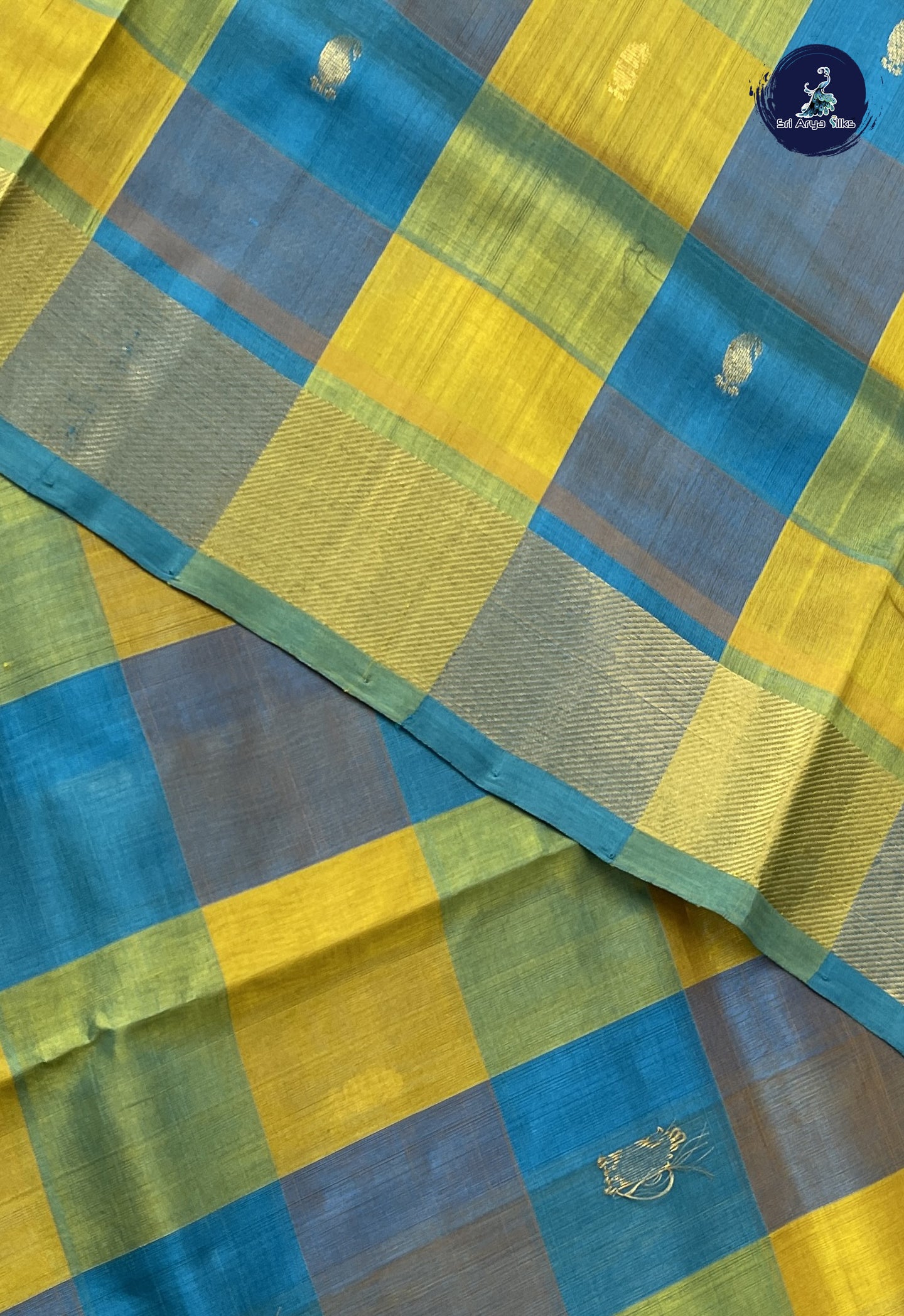 Multi Colour Checked Saree With Paalum Pazham Kattam Pattern