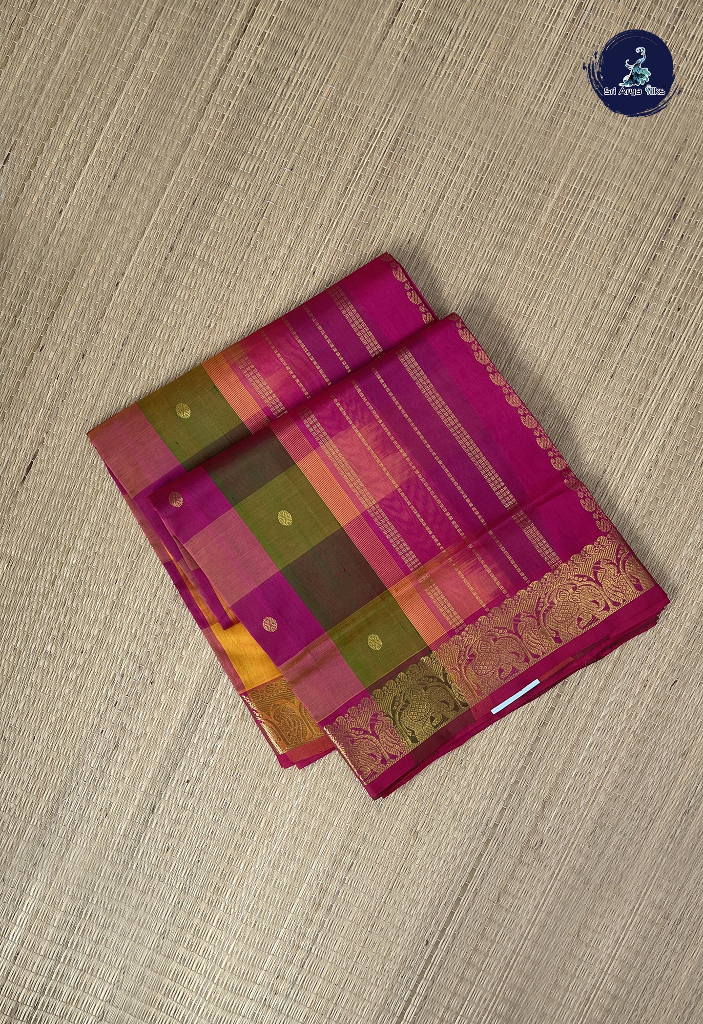 Multi Colour Checked Saree With Paalum Pazham Kattam Pattern