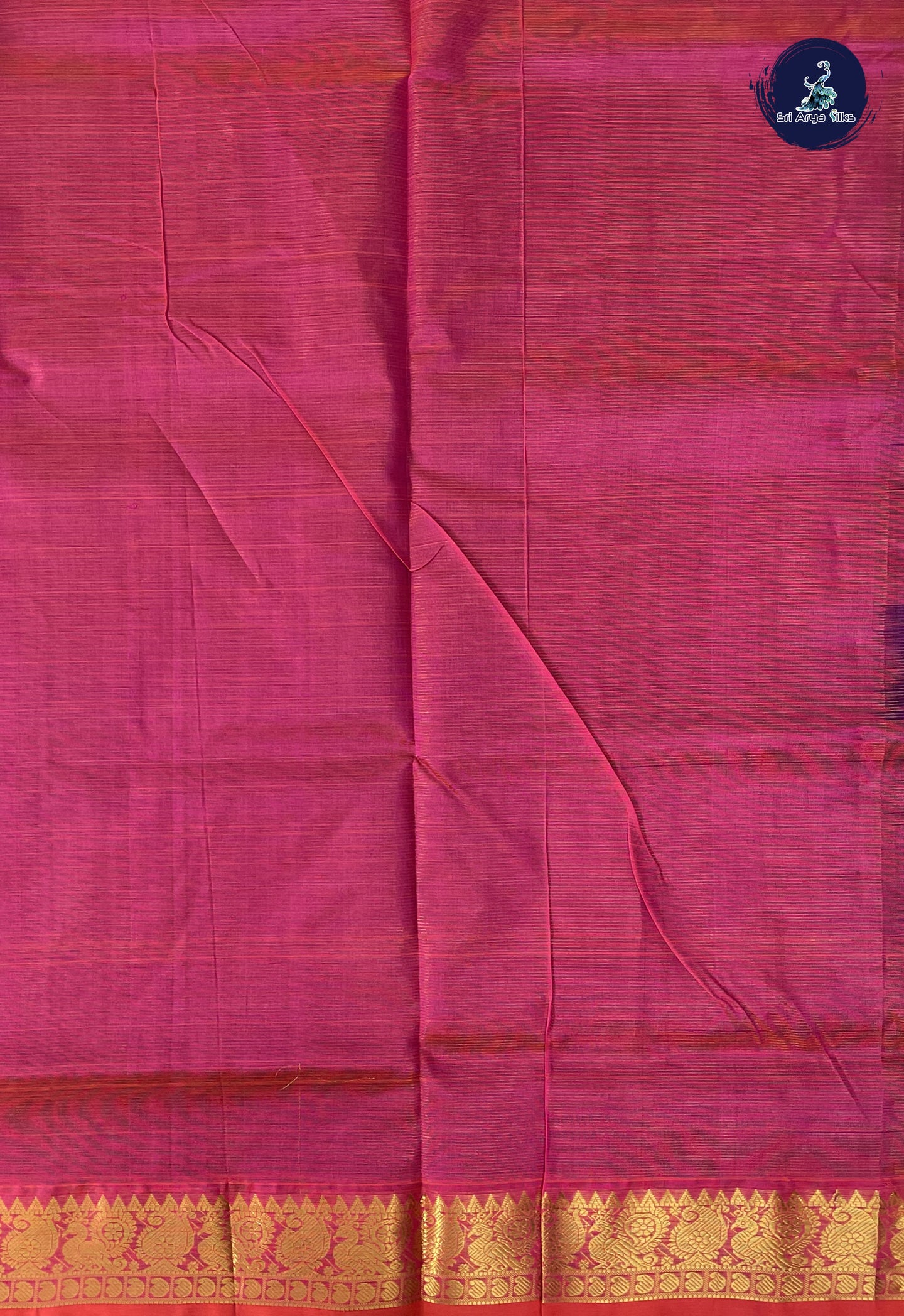 Dark Blue Vaira Oosi Silk Cotton Saree With Vaira Oosi Pattern