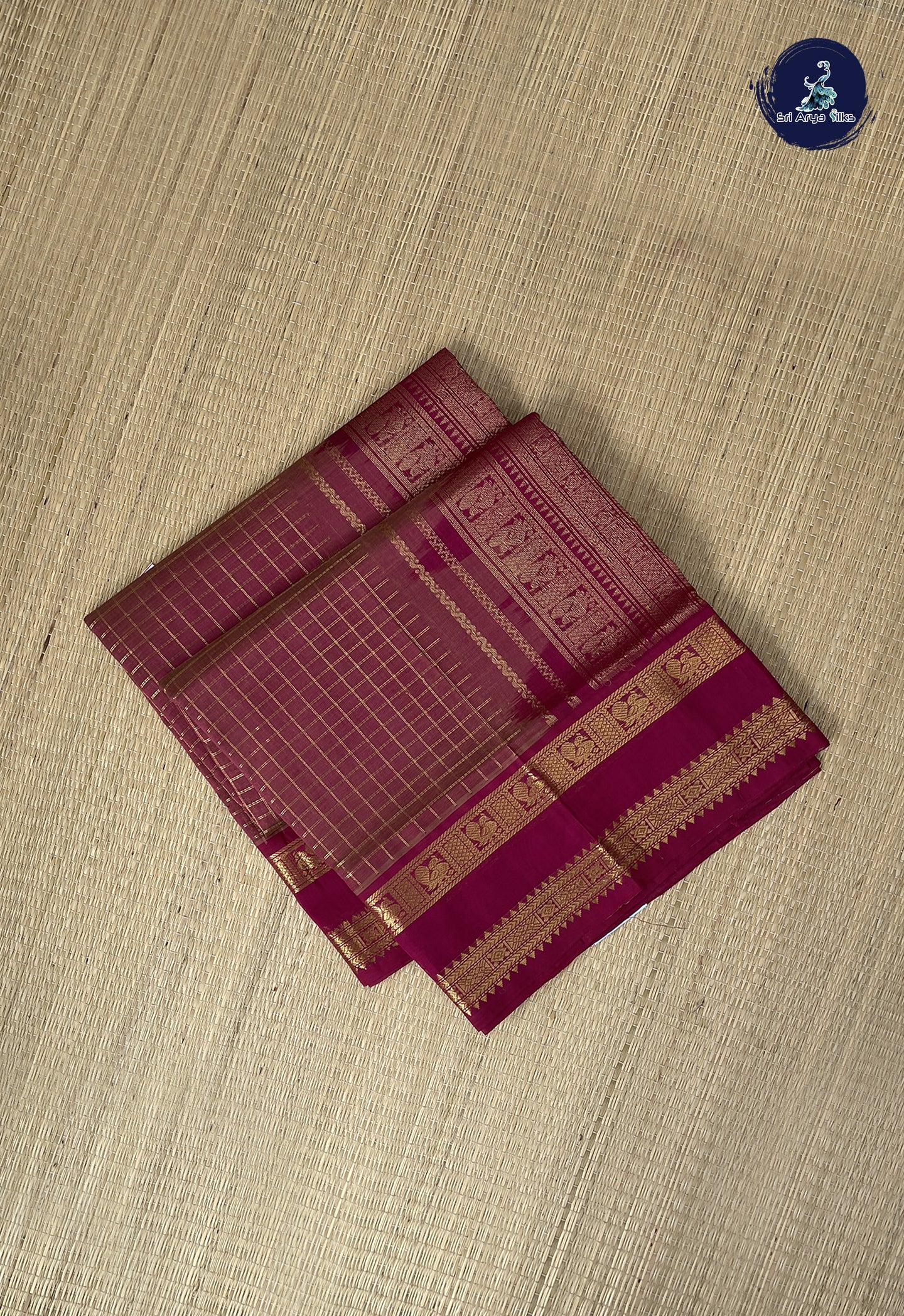 Pastel Shade Checked Saree With Zari Checked Pattern