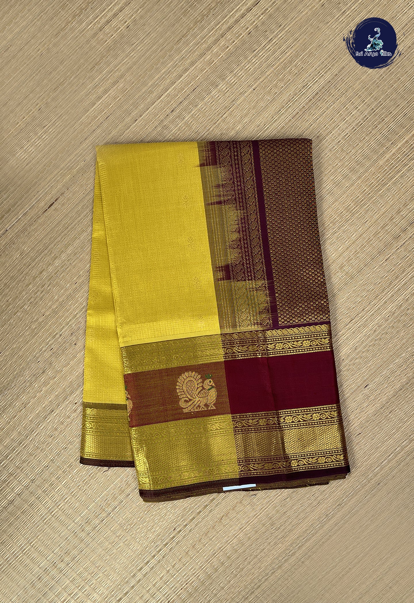 Yellow Checked Saree With Checked Pattern