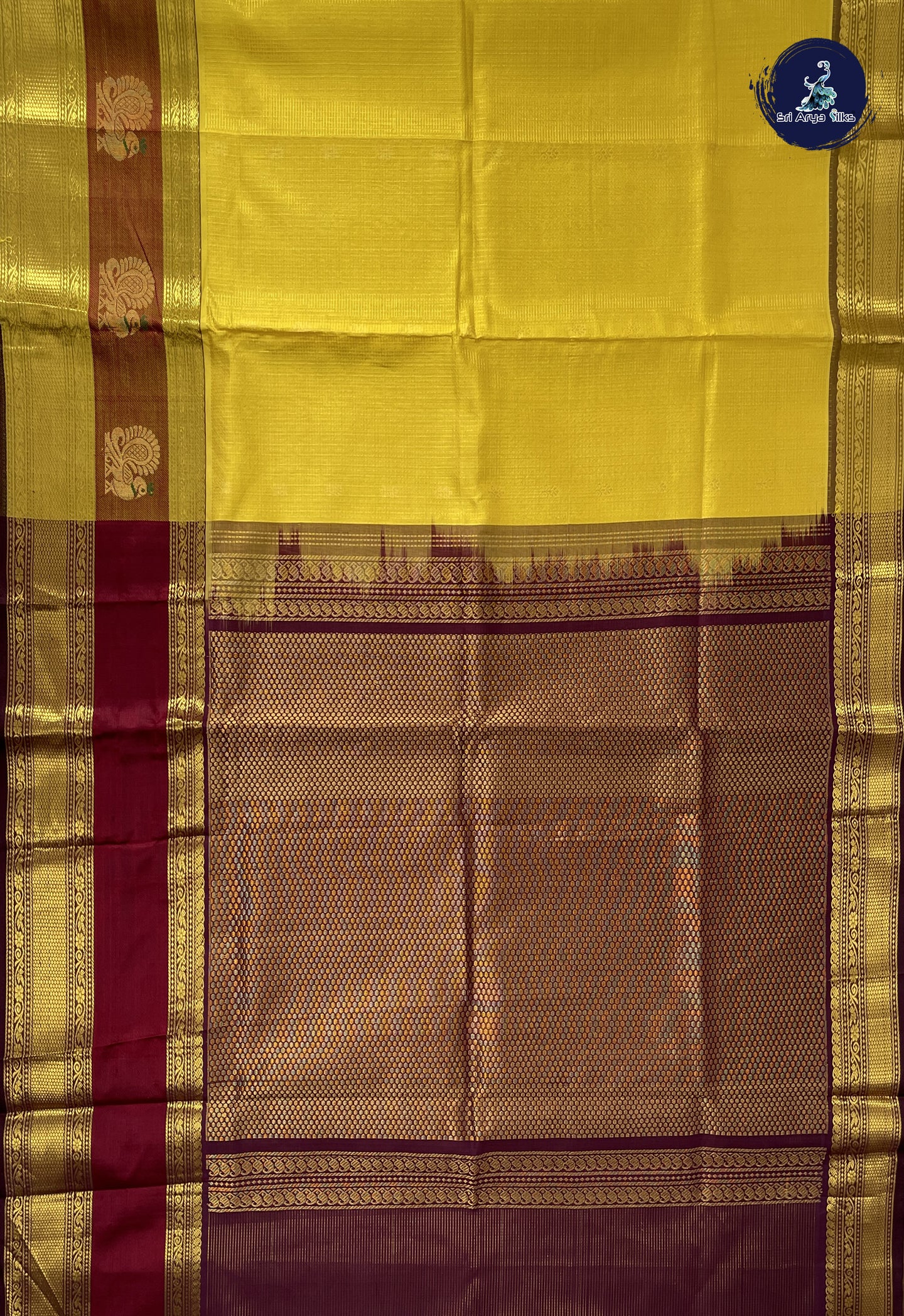 Yellow Checked Saree With Checked Pattern