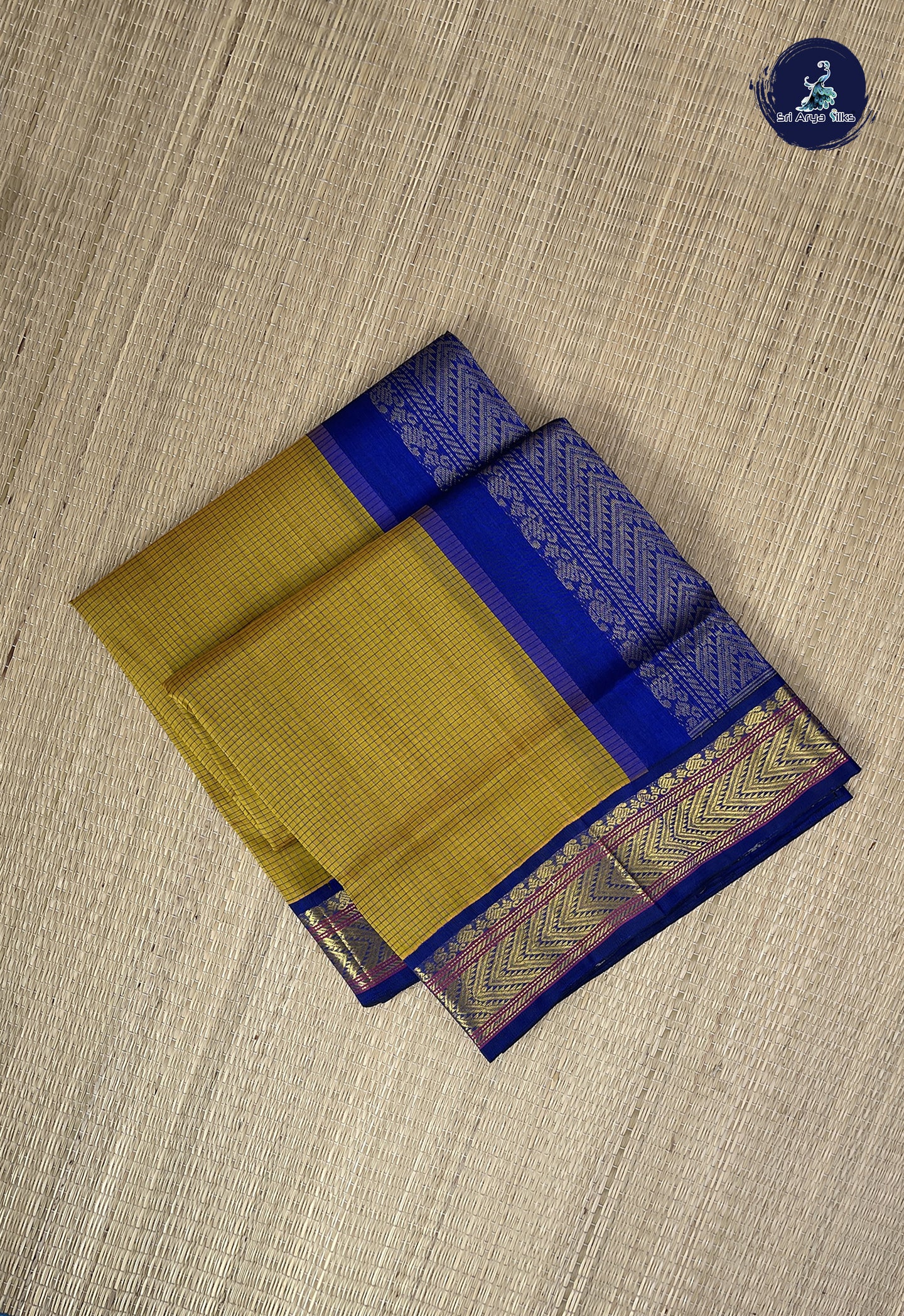 Mustard Yellow Checked Saree With Checked Pattern