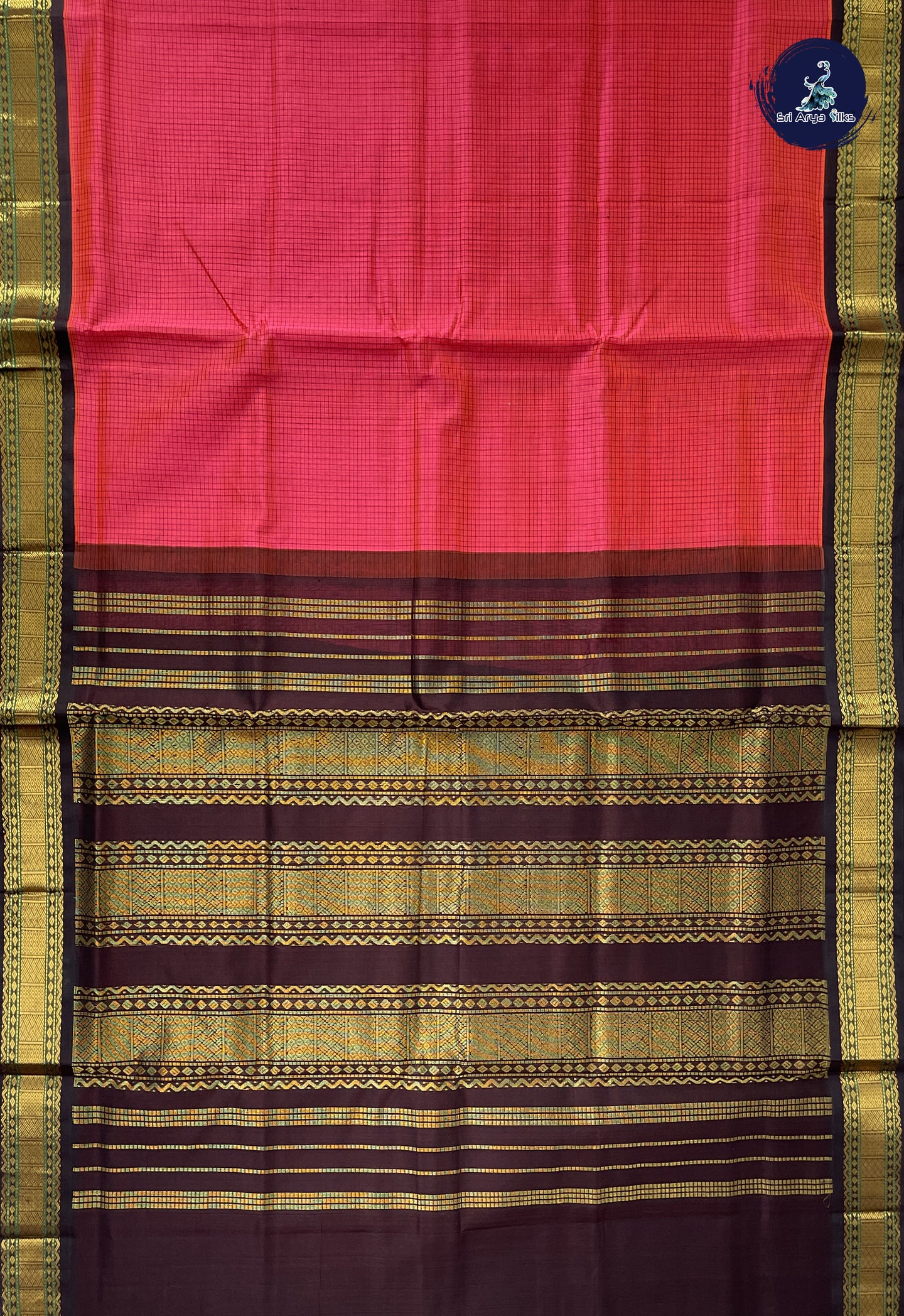 Dual Tone Pink Checked Saree With Checked Pattern