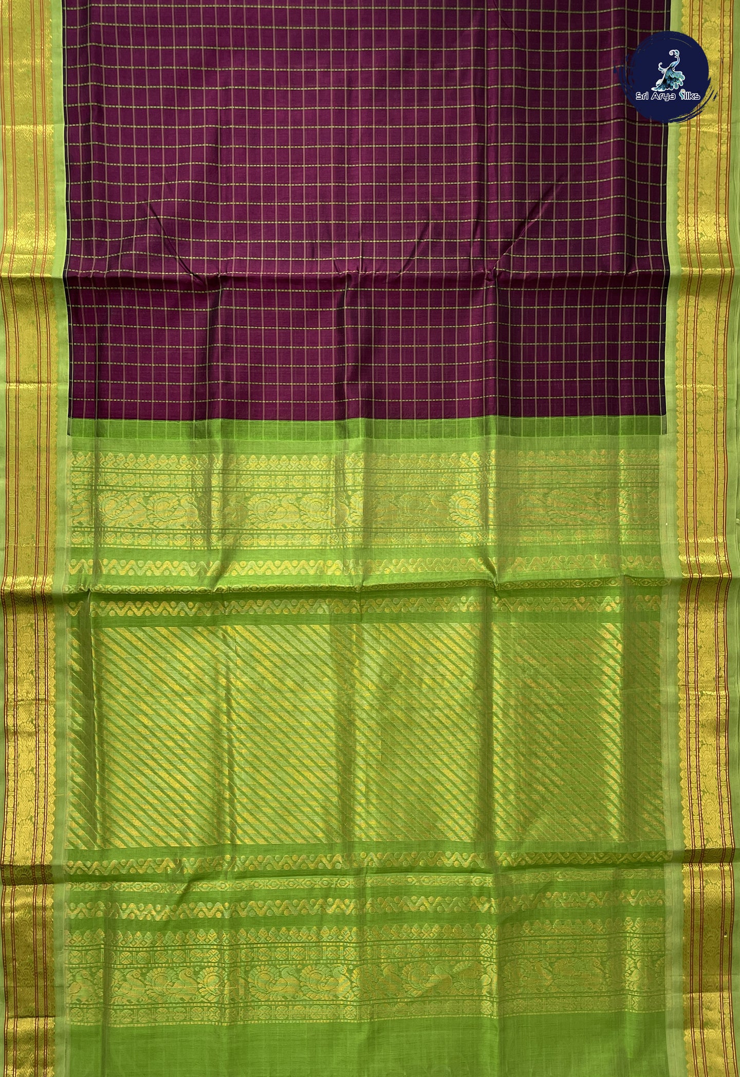 Dual Tone Brown Checked Saree With Checked Pattern