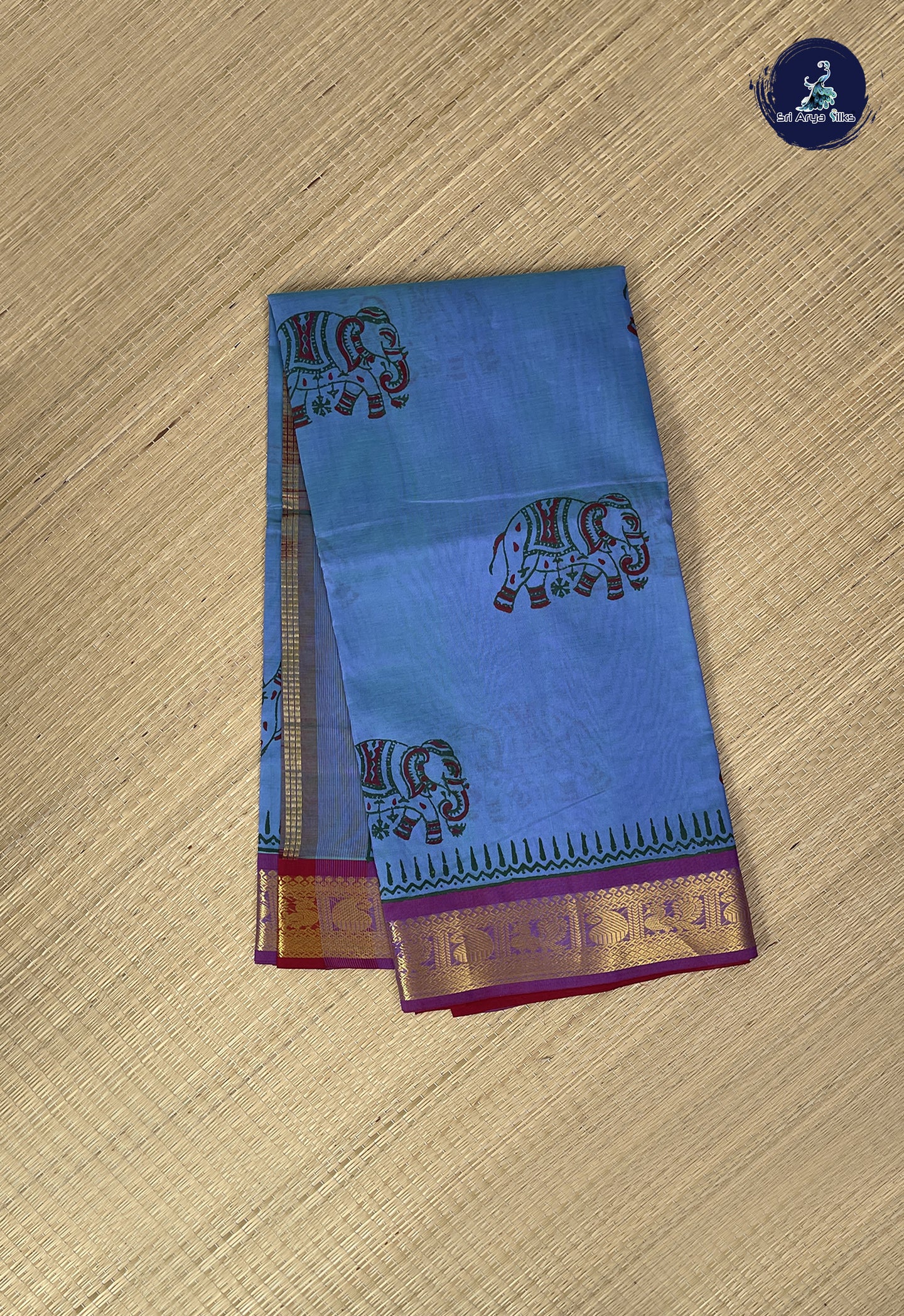 Dual Tone Blue Printed Saree With Printed Pattern