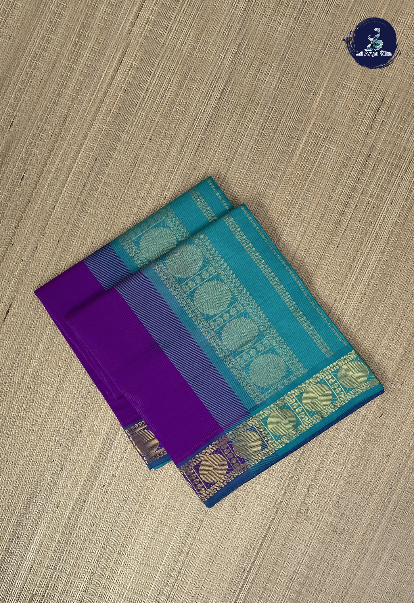 Purple Kanchi Semi Silk Cotton Saree With Vaira Oosi Pattern