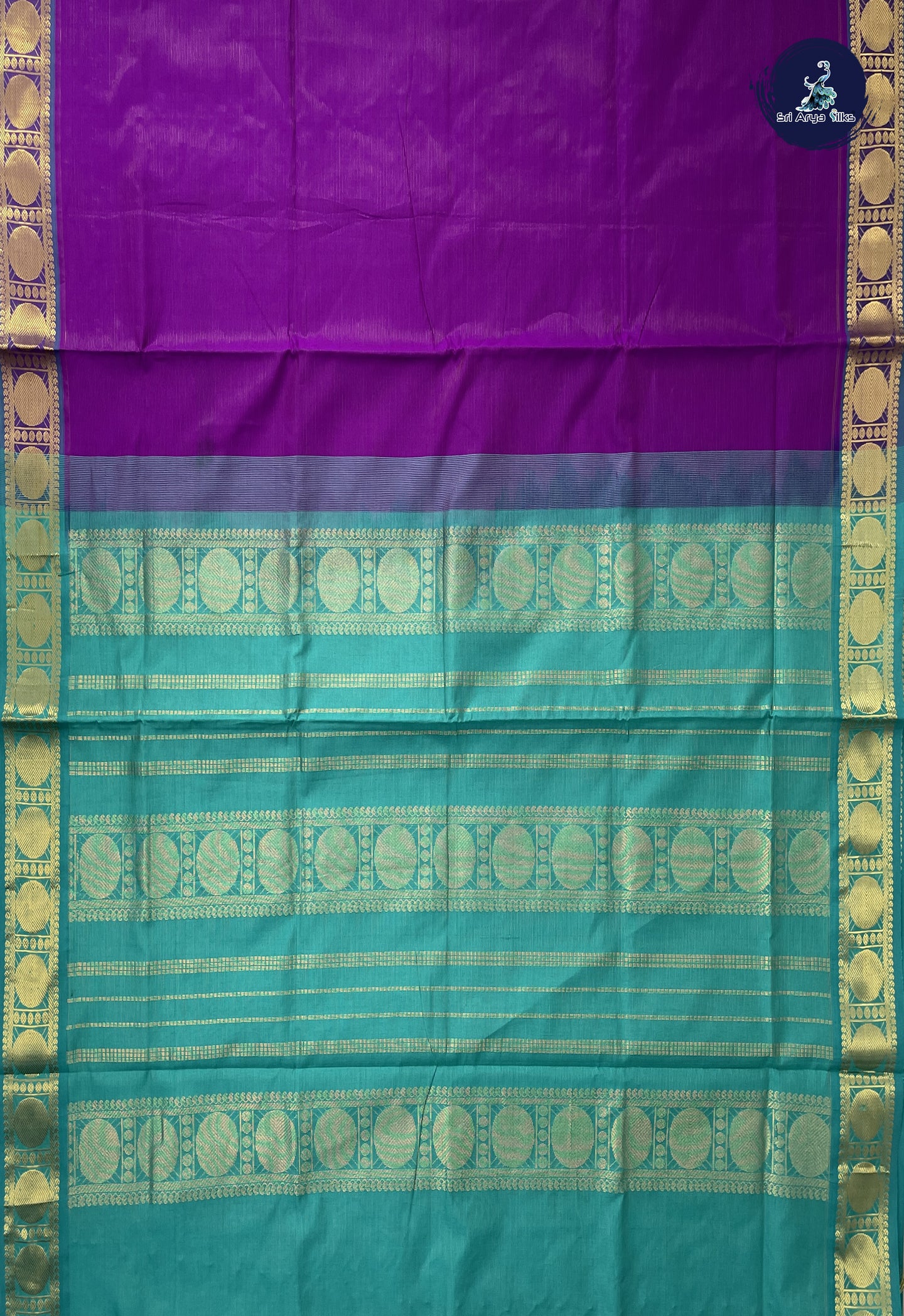 Purple Kanchi Semi Silk Cotton Saree With Vaira Oosi Pattern
