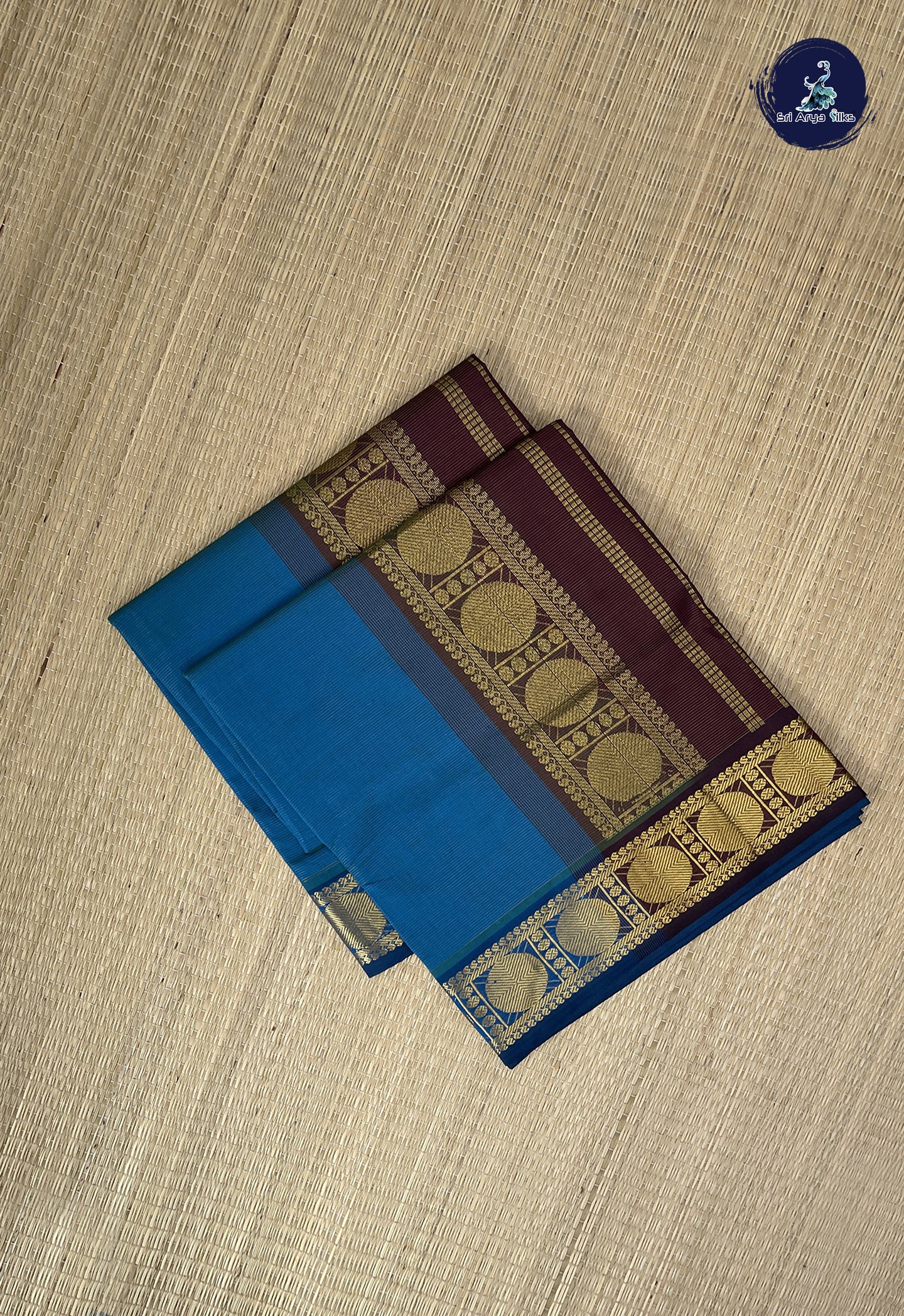 Dual Tone Blue Kanchi Semi Silk Cotton Saree With Vaira Oosi Pattern