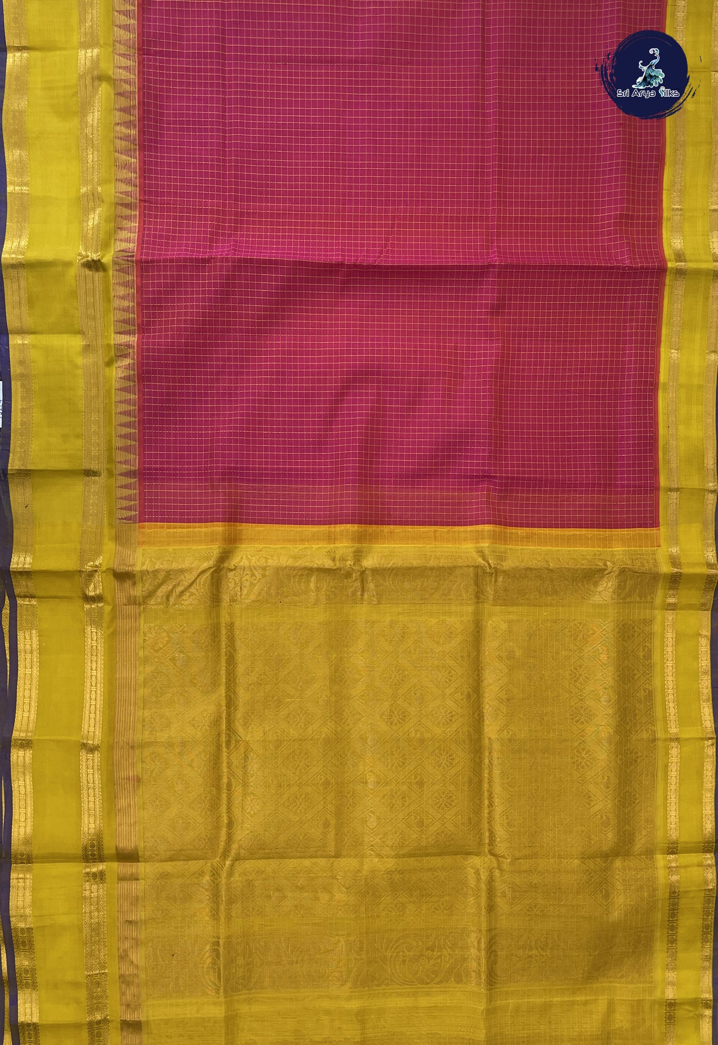 Dual Tone Pink Checked Saree With Checked Pattern